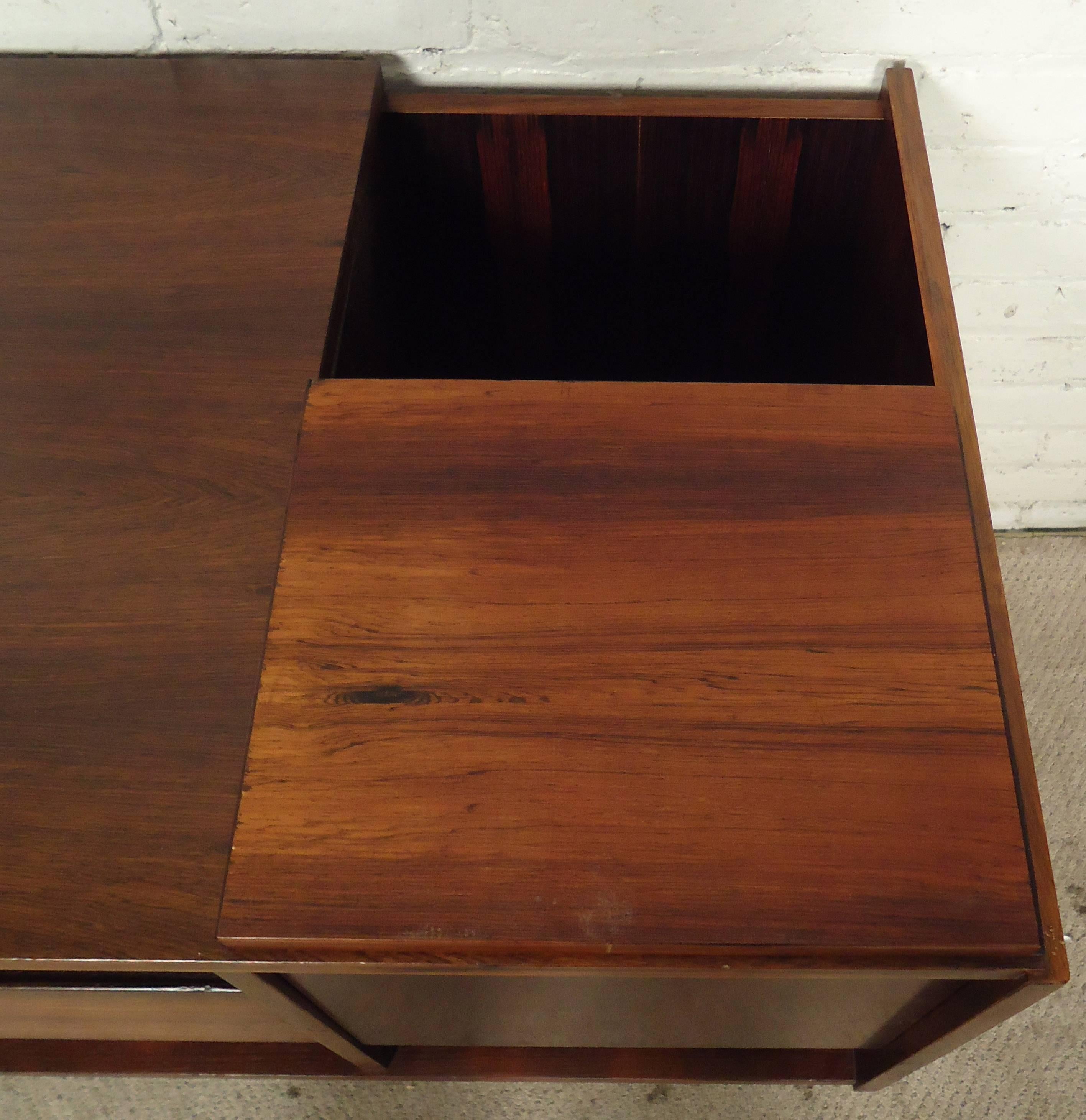 Mid-20th Century Unique Mid-Century Rosewood Coffee Table w/ Cabinet For Sale