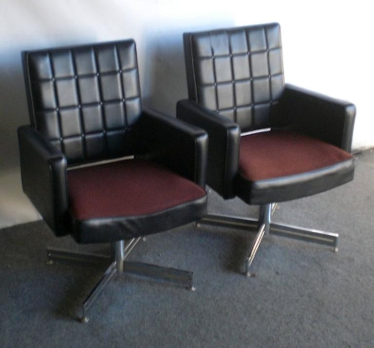 Vintage Modern Office Chair By Nightingale Single At 1stdibs Mid Century Swivel Armchairs With Tufted Backs And Polished Chrome Bases Please Confirm