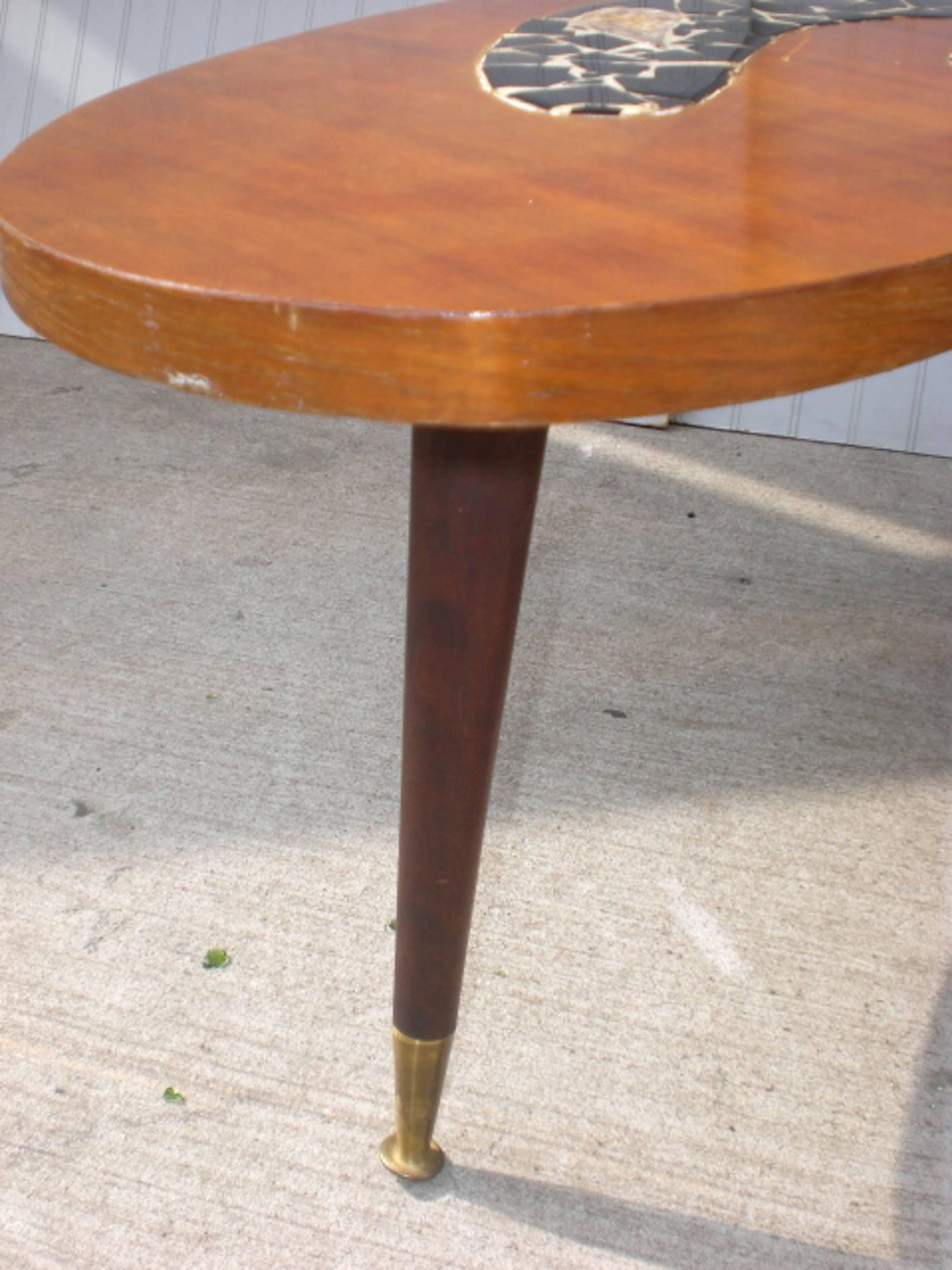 Mid-20th Century Kidney Coffee Table with Tile Design
