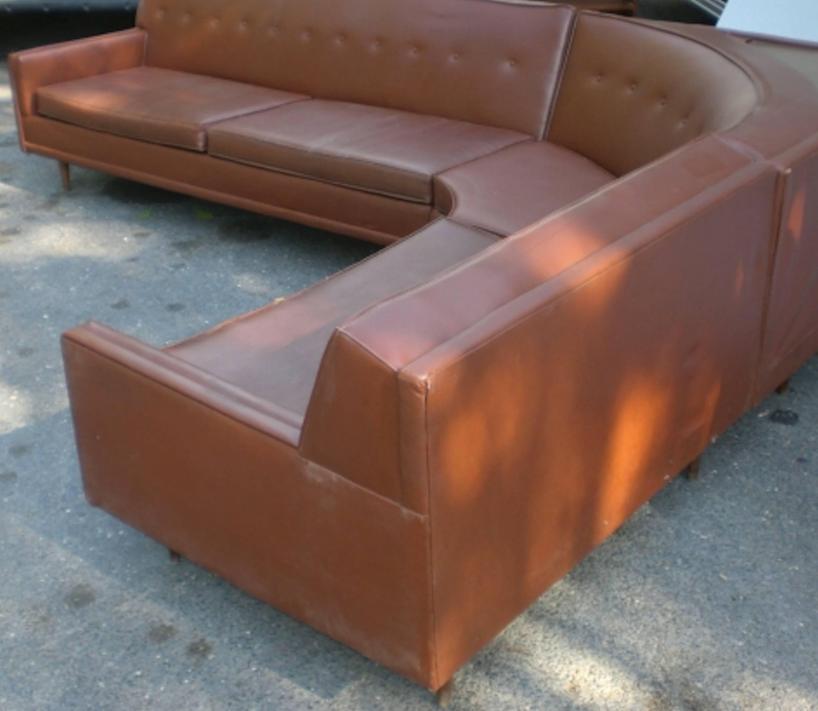 mid century modern l shaped couch
