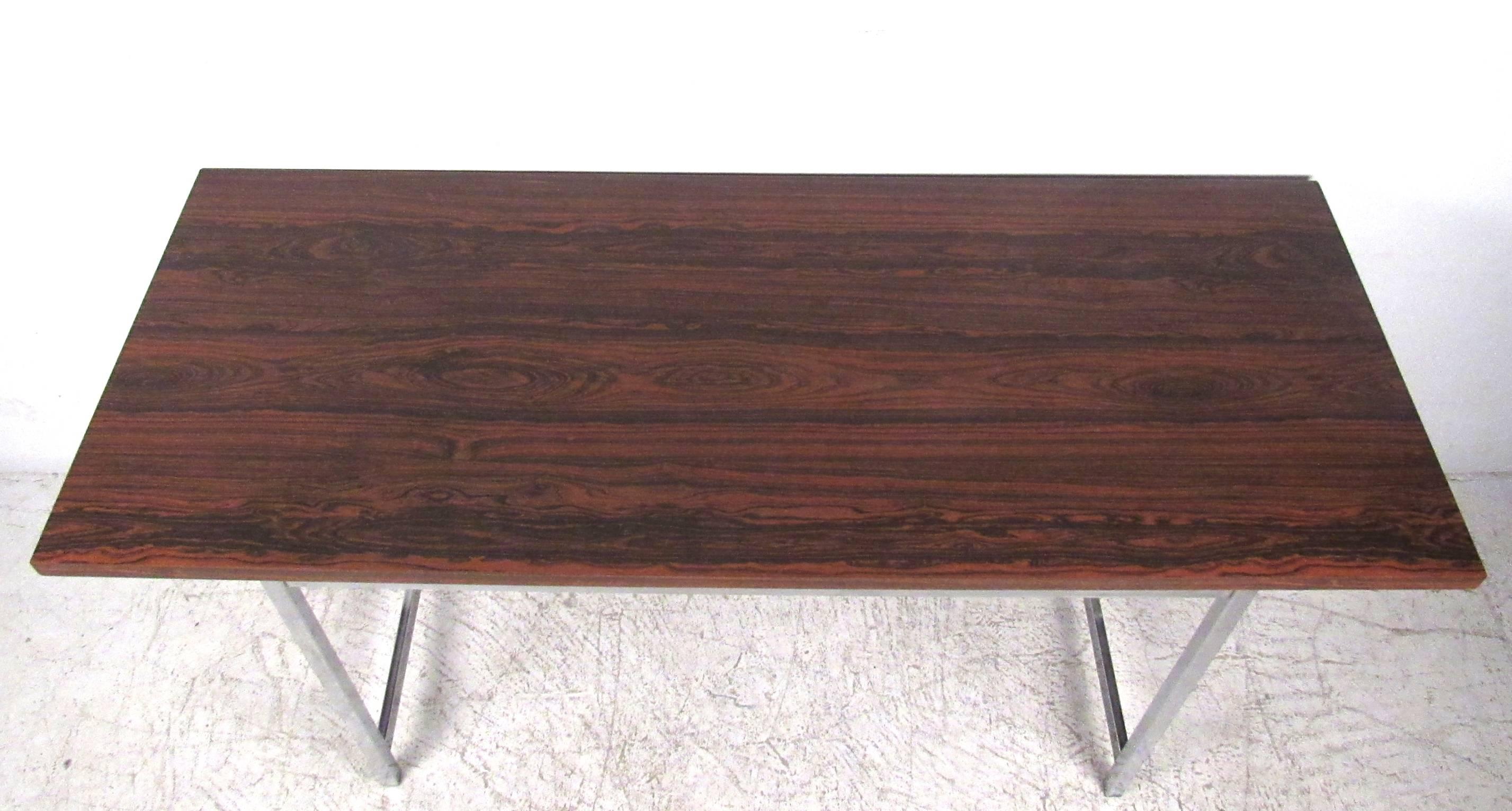 Mid-20th Century Mid-Century Modern Rosewood and Chrome Console Table For Sale