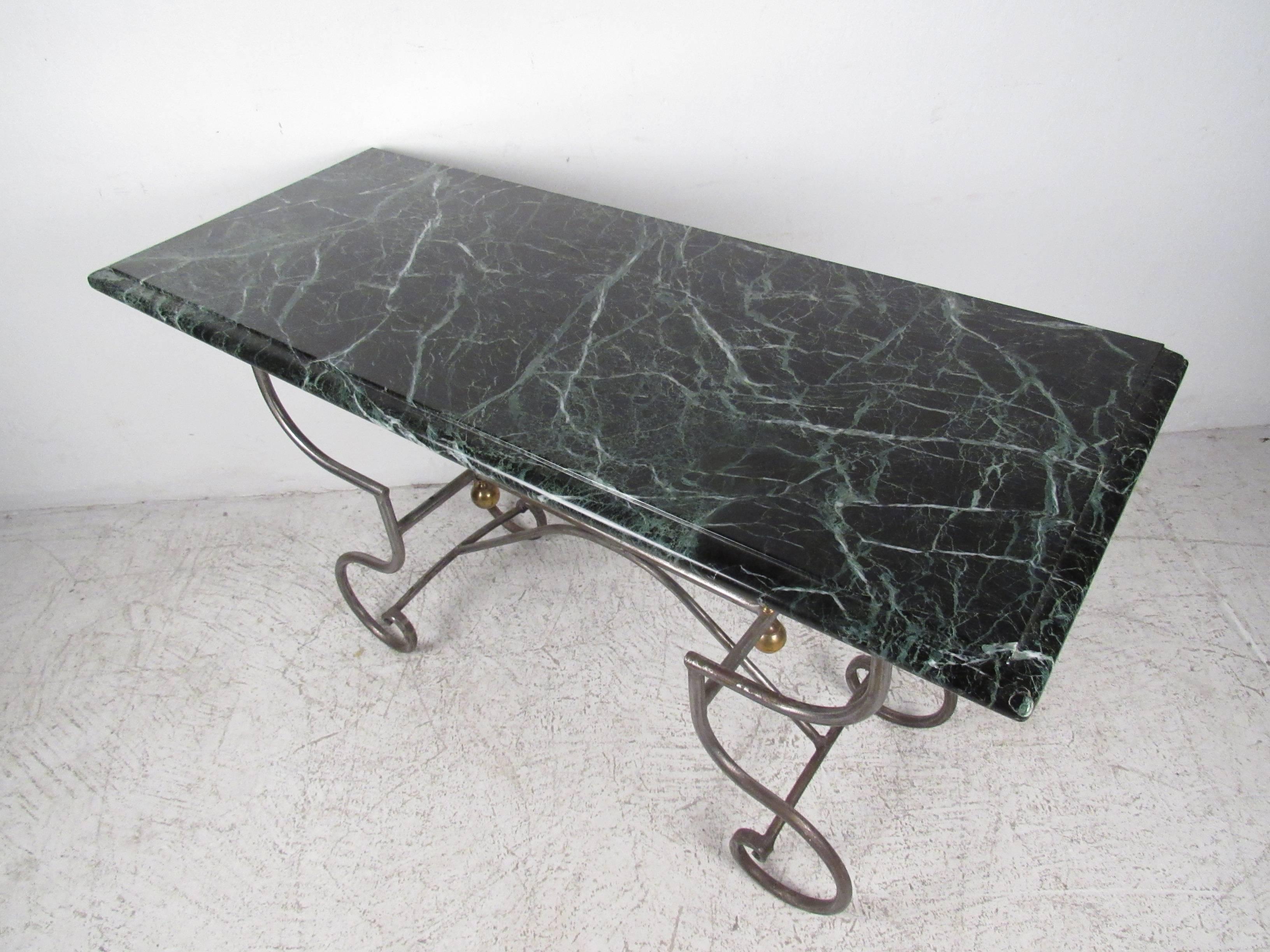 Mid-Century Modern Marble Top Console Table