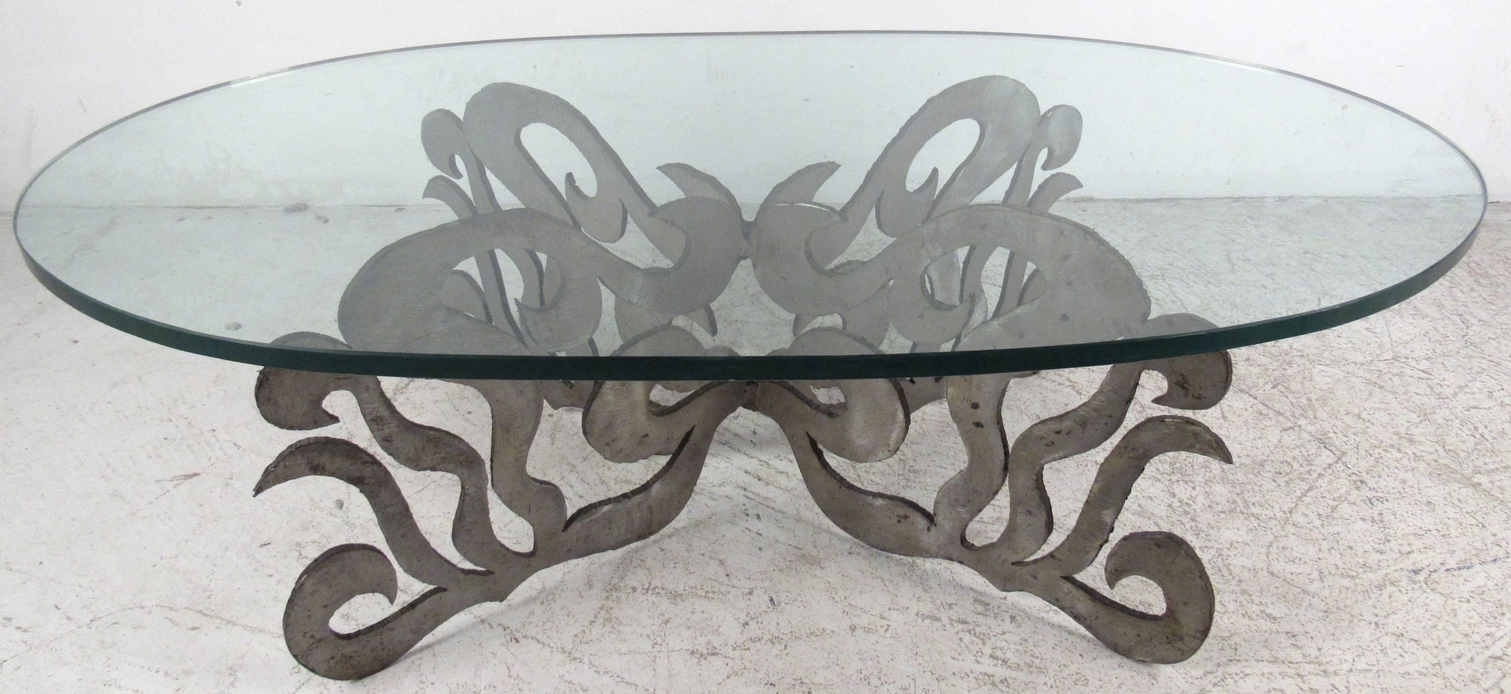 Mid-Century Modern Sculptural Metal Coffee Table For Sale