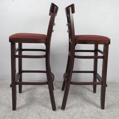 Set of Four Modern Hardwood Barstools