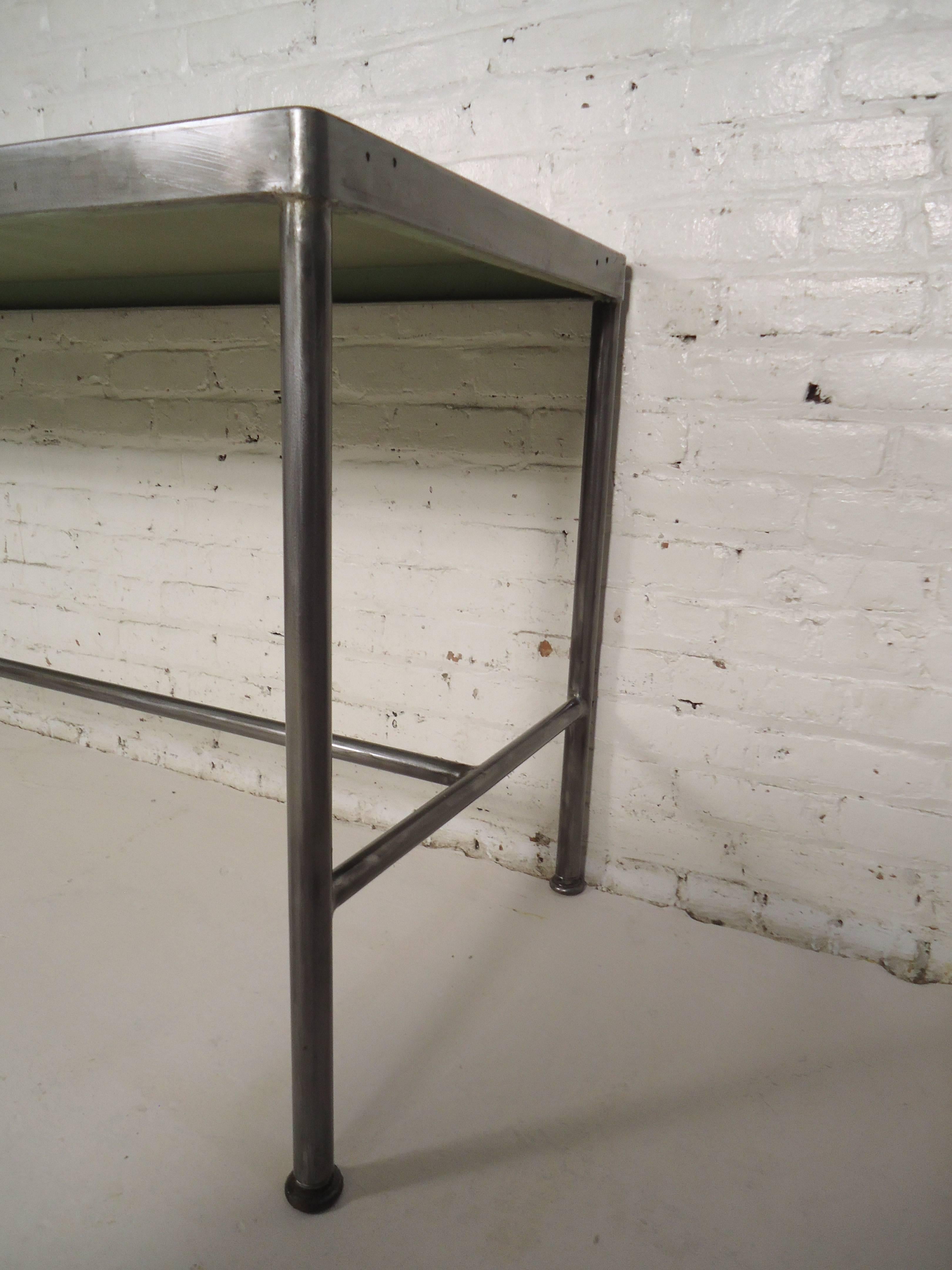 Long Industrial Table Restored In Distressed Condition In Brooklyn, NY