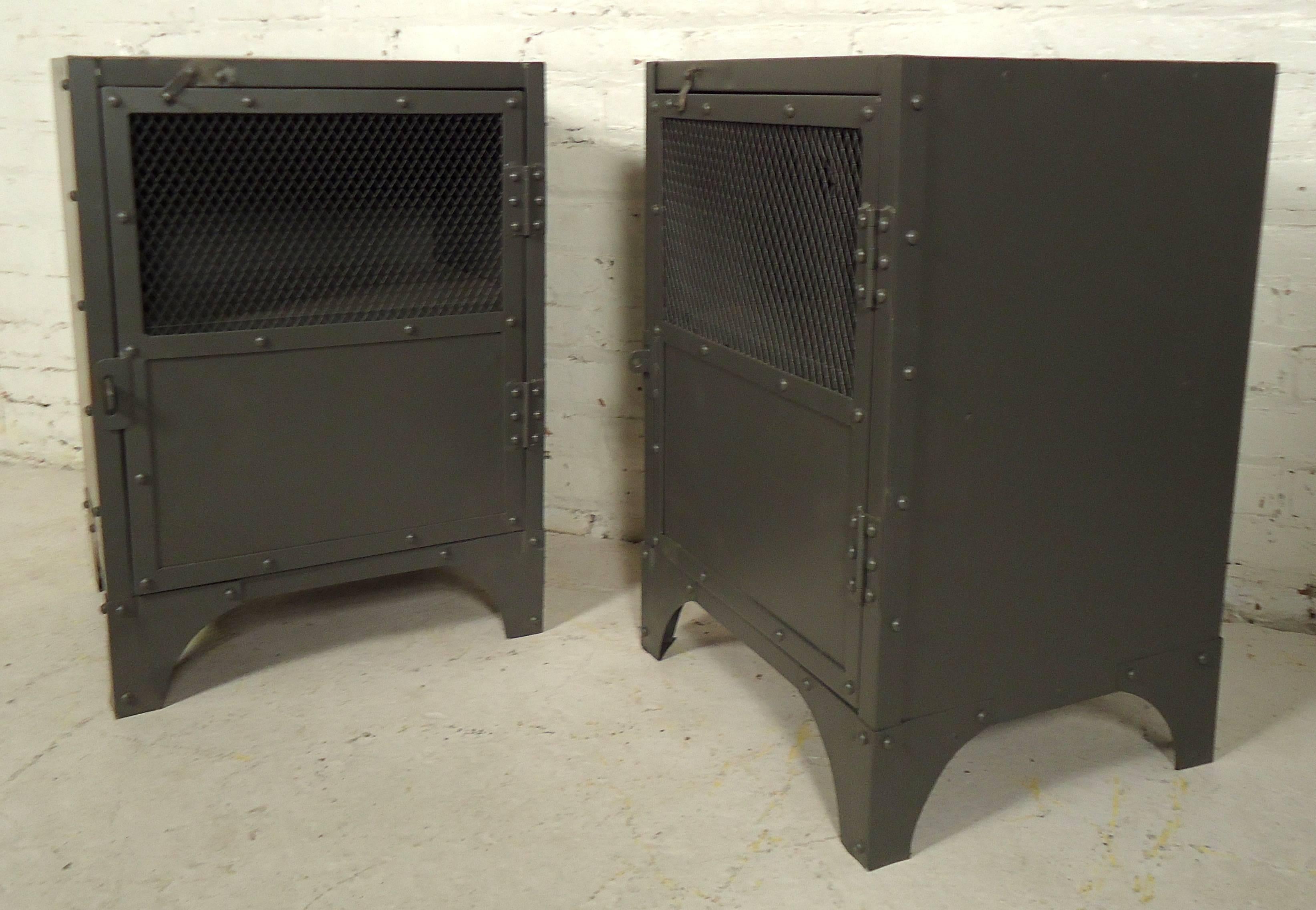 Pair of Industrial Style Painted Nightstands In Good Condition In Brooklyn, NY