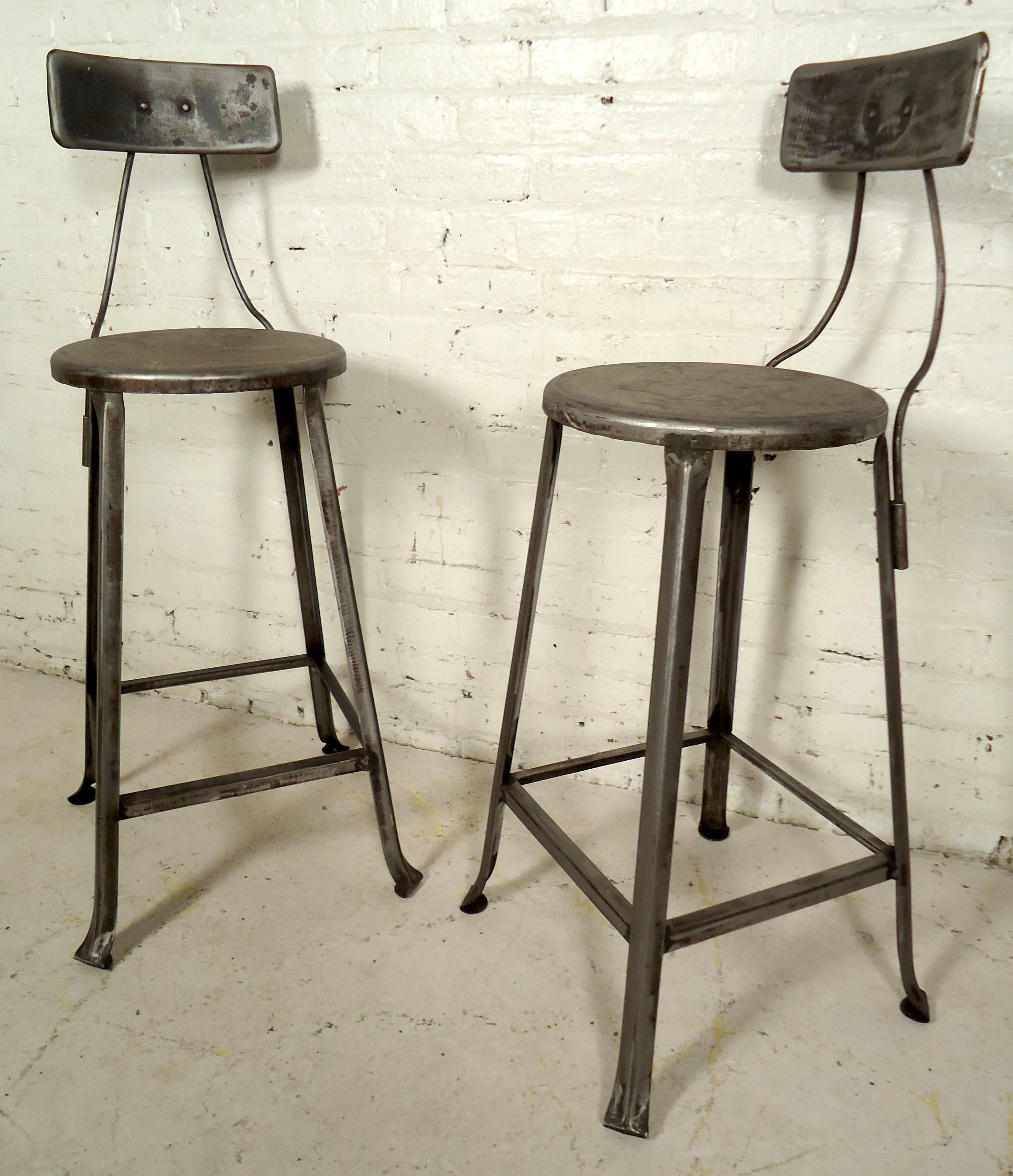 Pair of Toledo Style Industrial Factory Stools 2