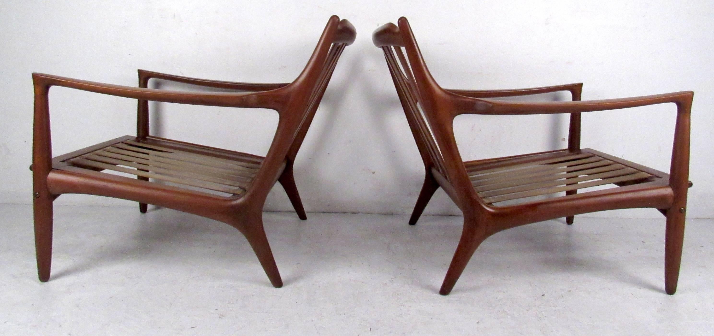 Danish Pair of Sculpted Mid-Century Lounge Chairs