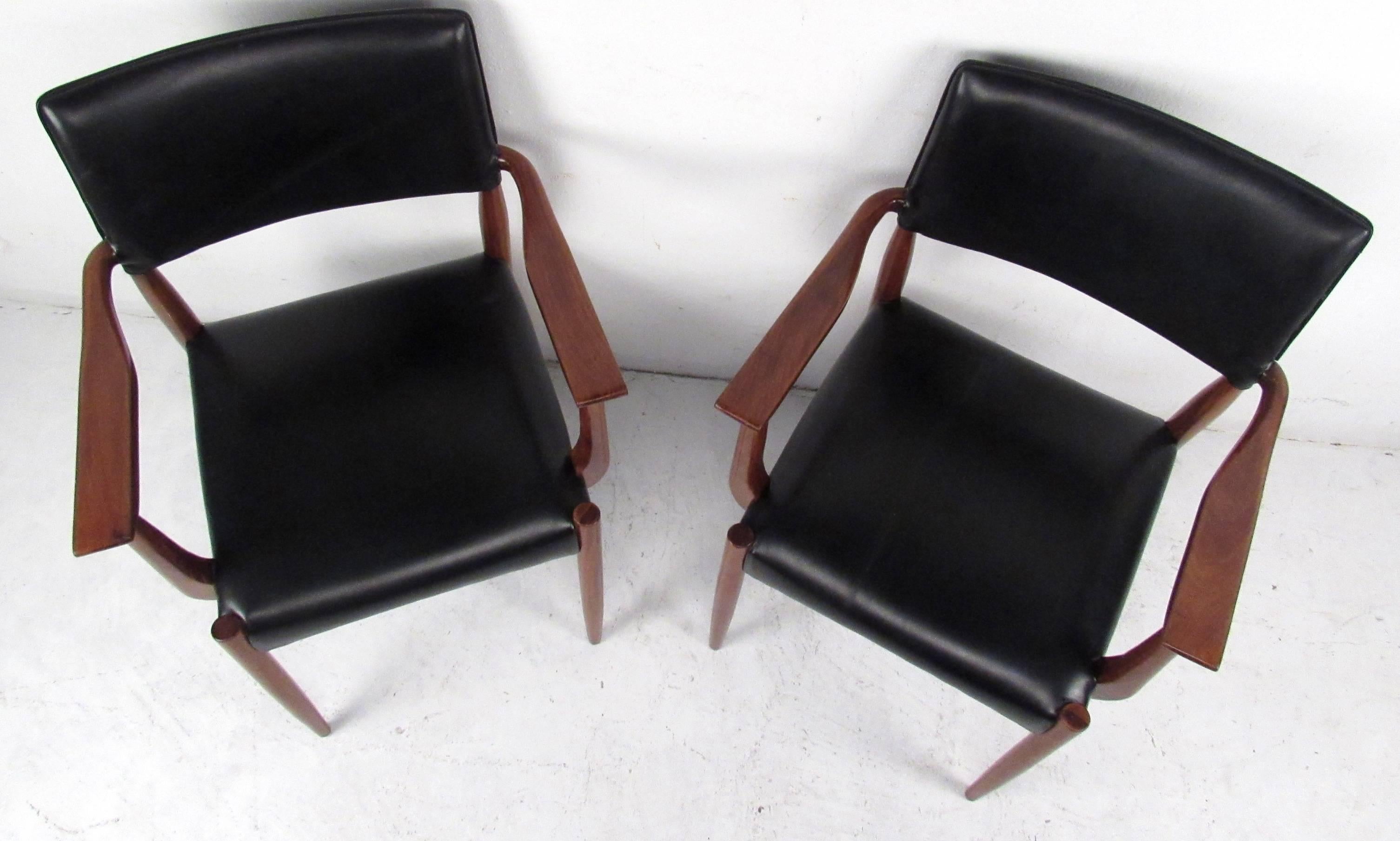 Mid-Century Modern Scandinavian Rosewood and Leather Armchairs