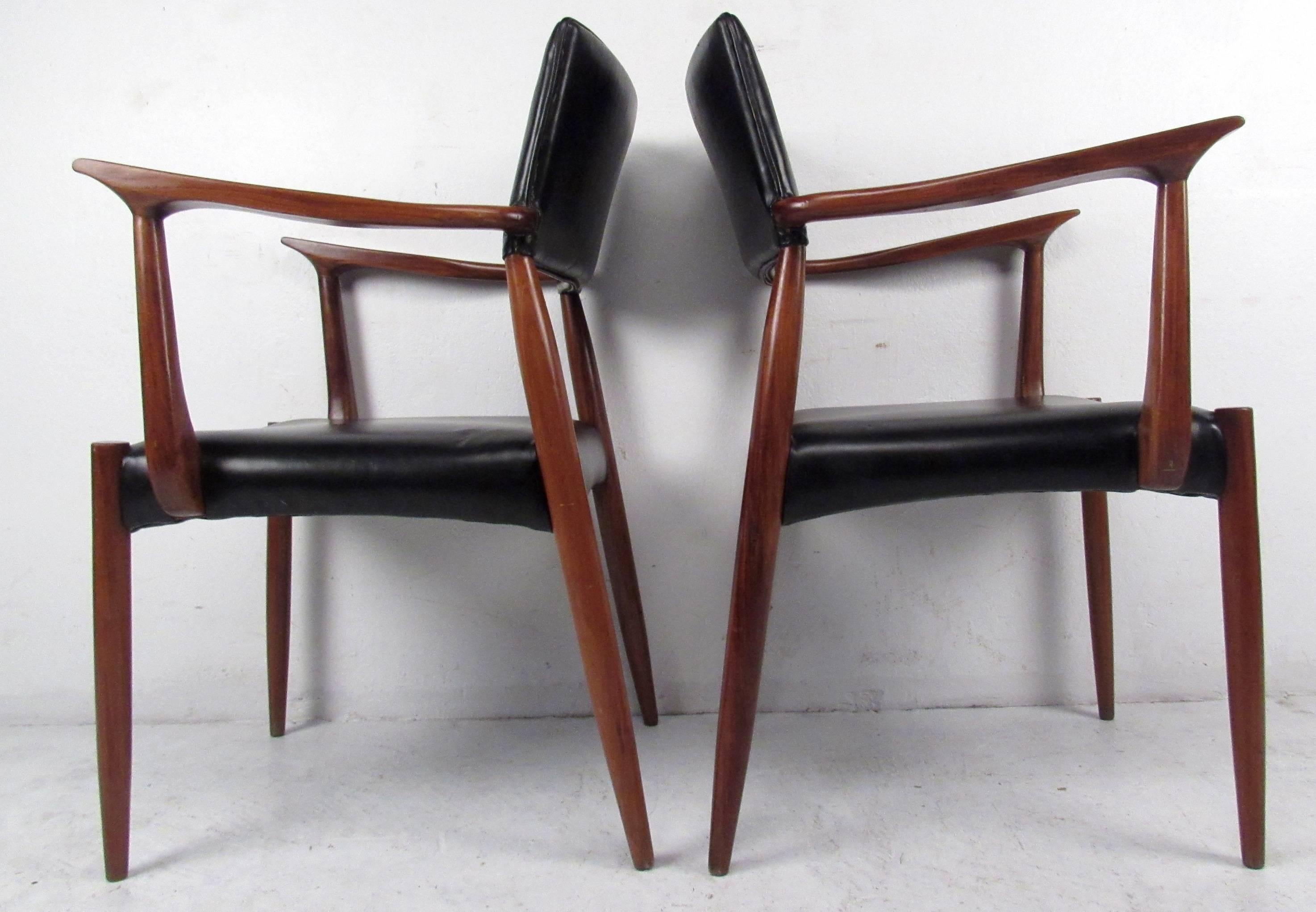 Scandinavian Rosewood and Leather Armchairs In Good Condition In Brooklyn, NY