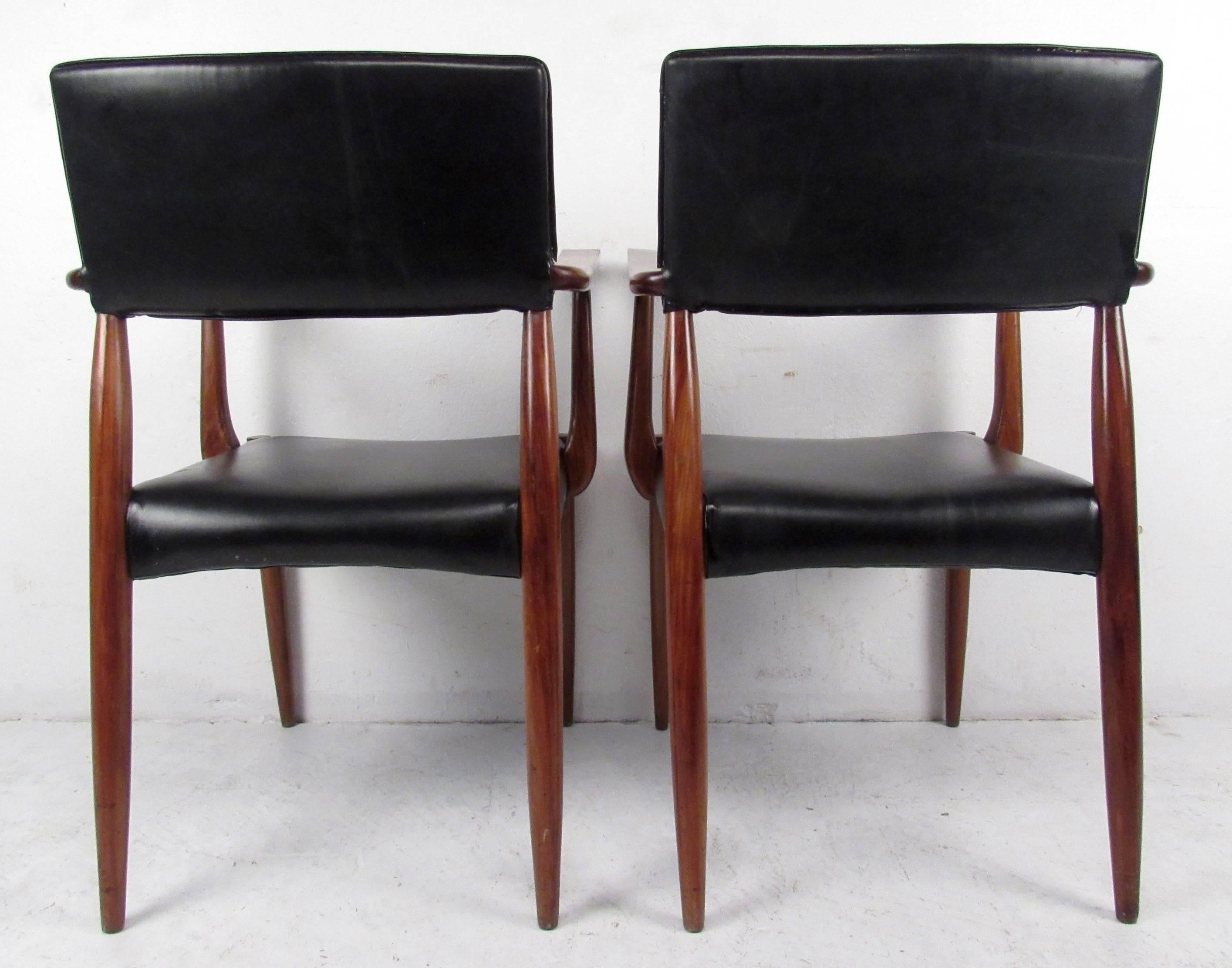 Mid-20th Century Scandinavian Rosewood and Leather Armchairs