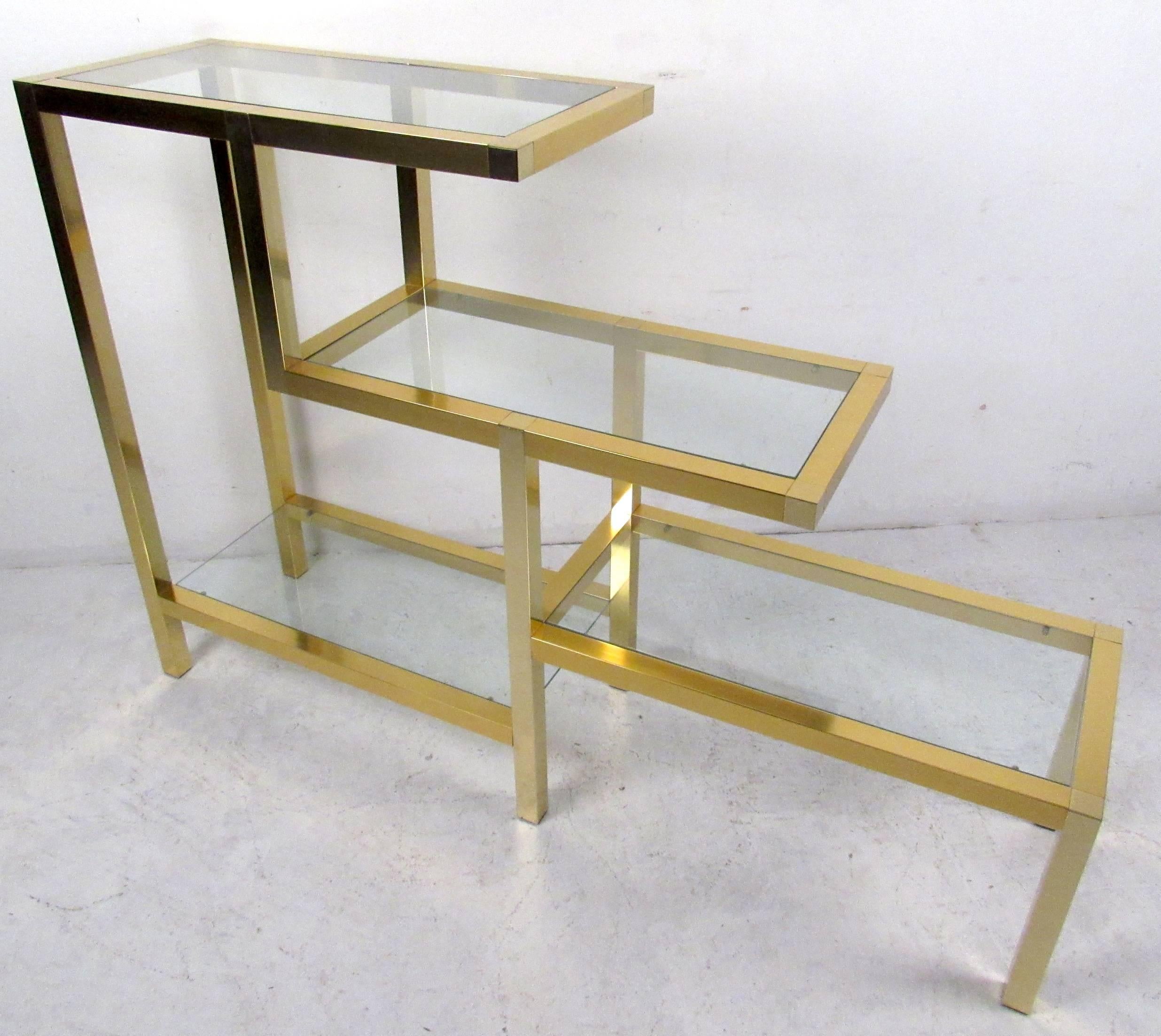 Vintage Modern Low Bookshelf after Milo Baughman In Good Condition For Sale In Brooklyn, NY