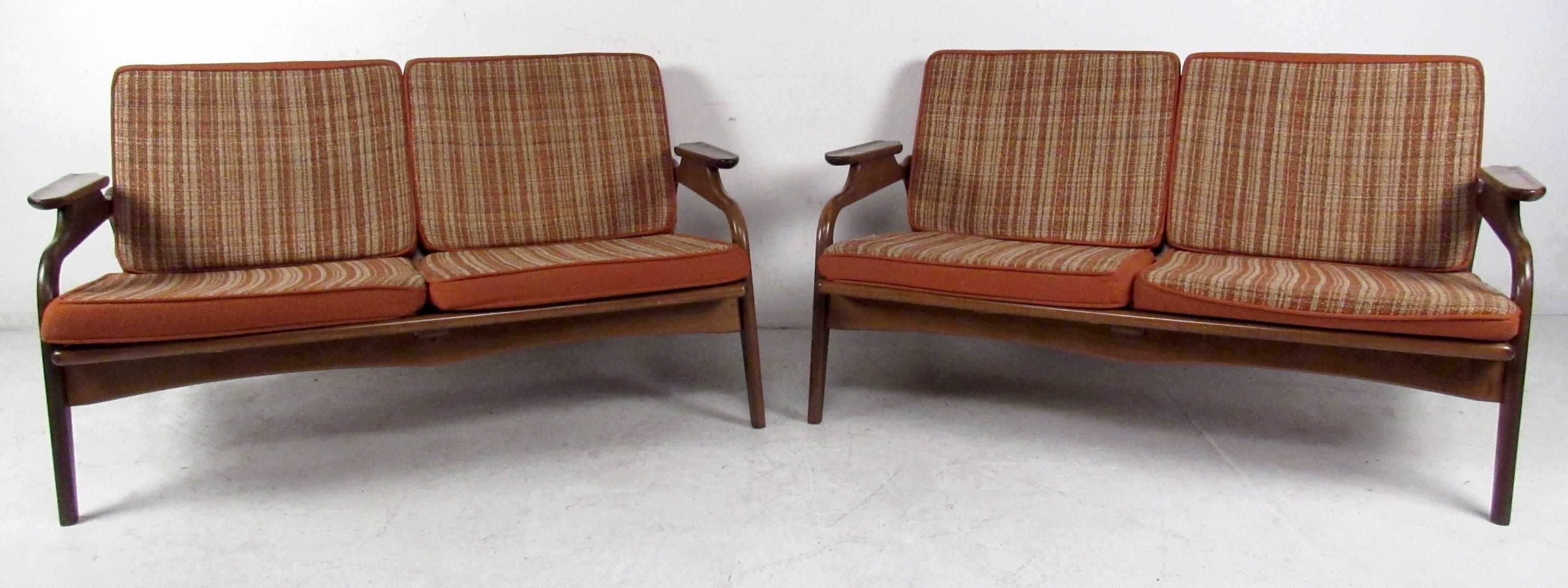 Mid-Century Modern Two Mid-Century Upholstered Settees