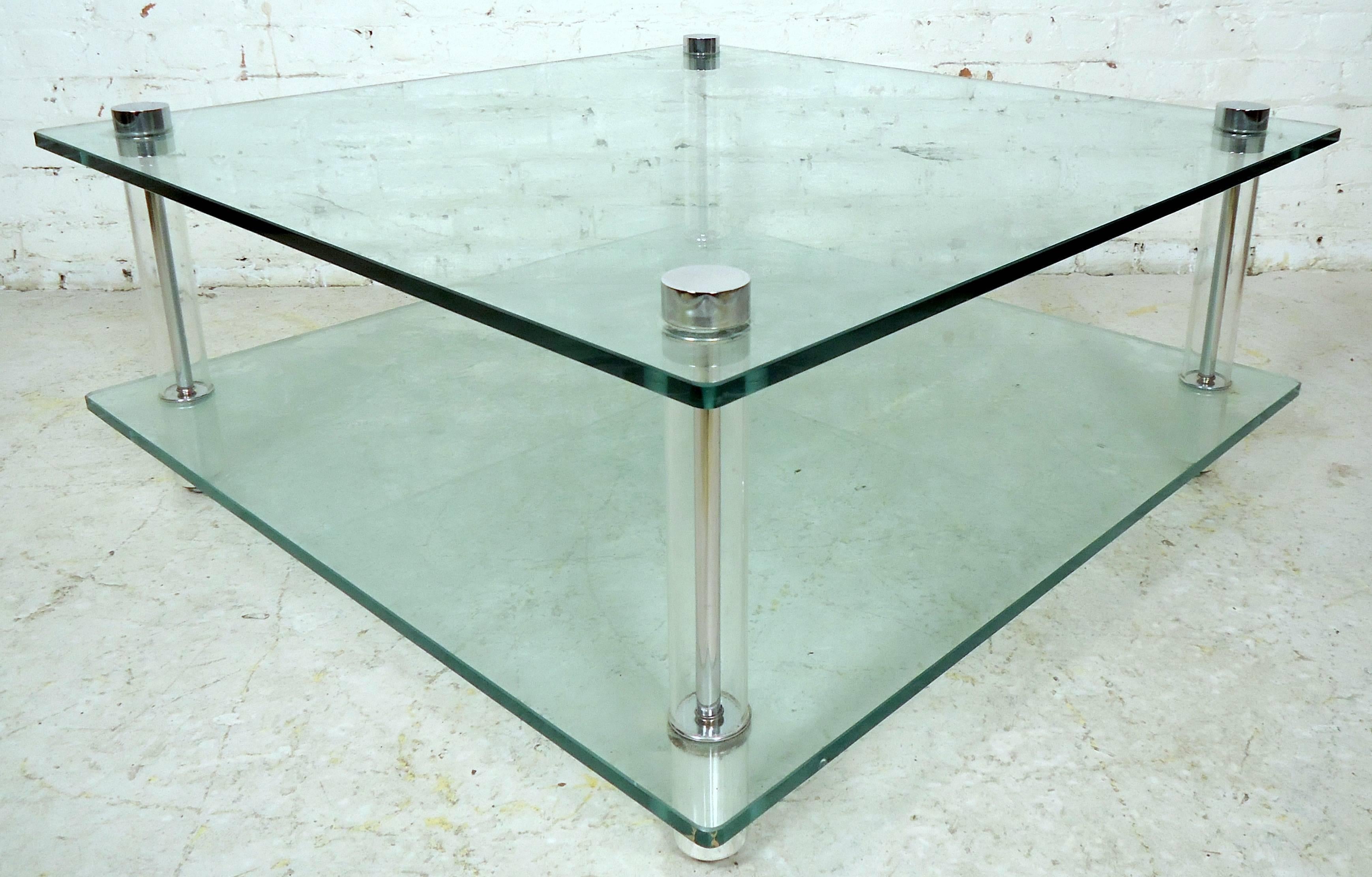 mid century glass coffee table