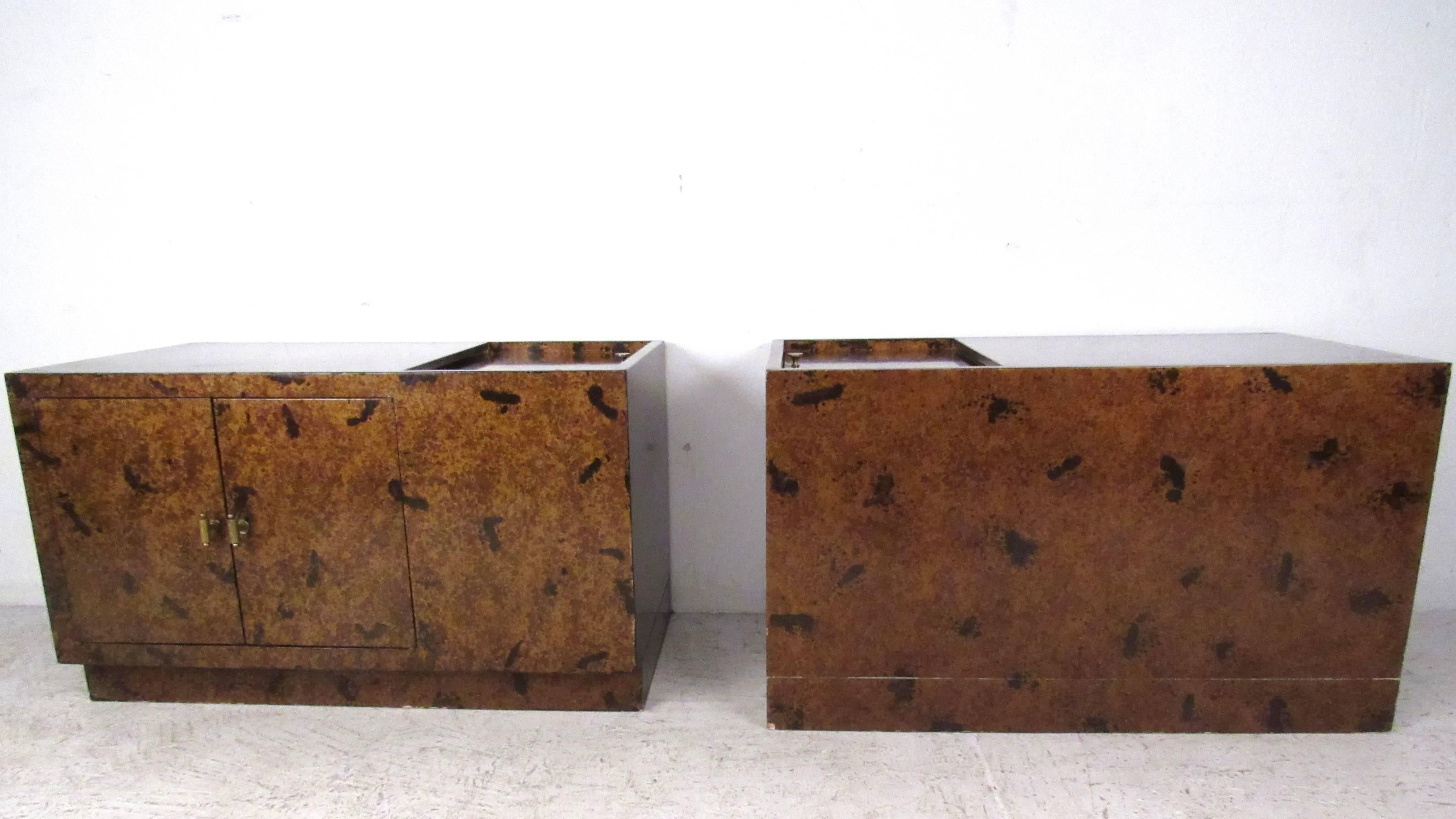 Mid-20th Century Pair of Tortoise Shell End Tables by Directional