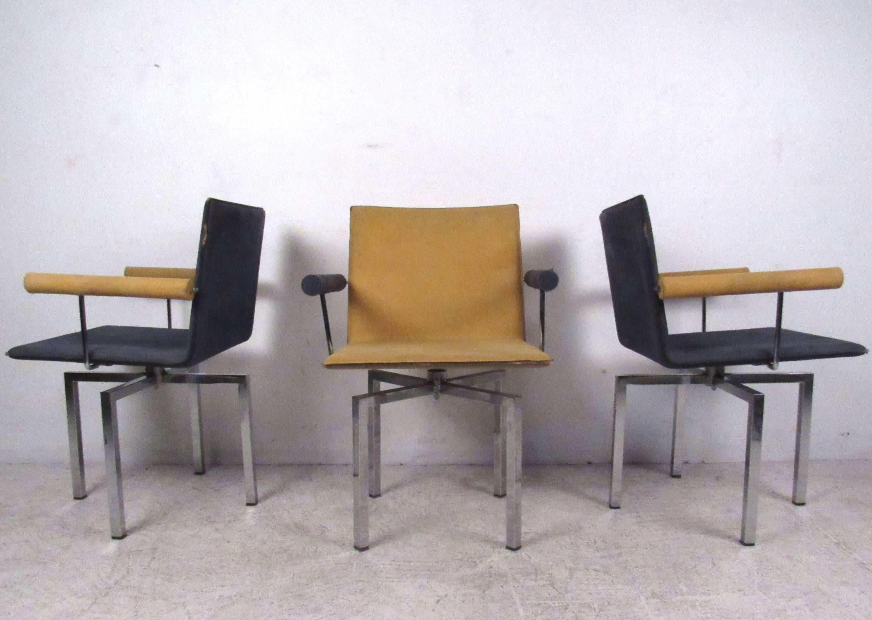 Mid-Century Modern Vintage Memphis Style Swivel Dining Chairs