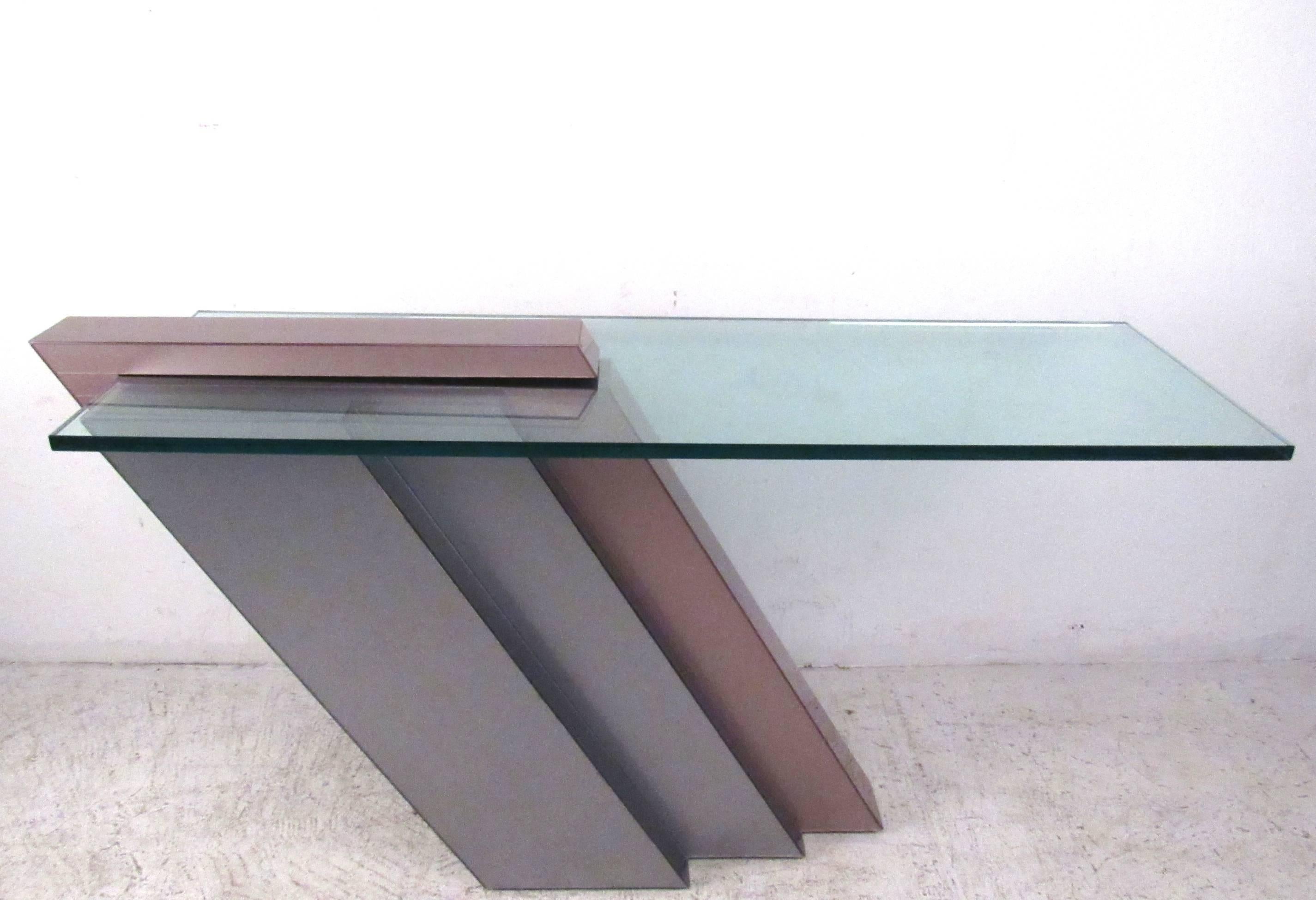 Glass Modernist Cantilever Console Table