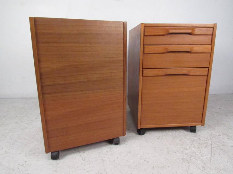 Pair Of Mid Century Danish Teak Filing Cabinets By Denka At 1stdibs