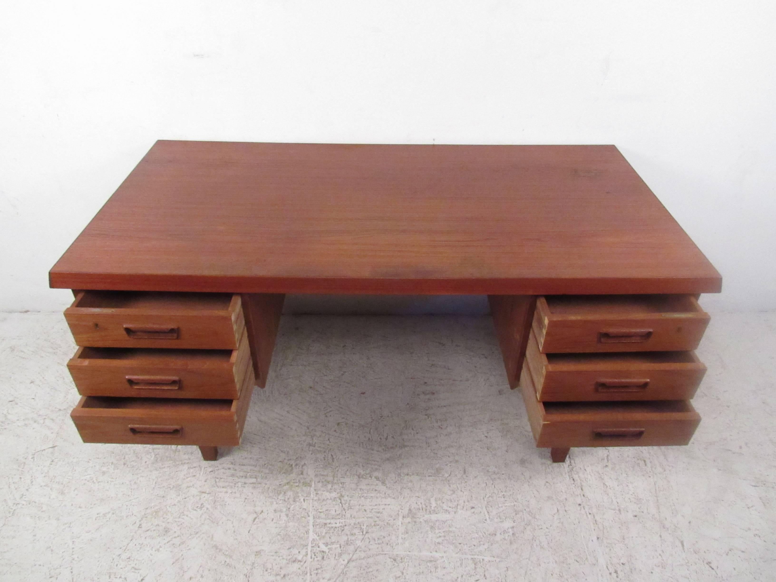 Mid-Century Modern Scandinavian Teak Sled Leg Desk