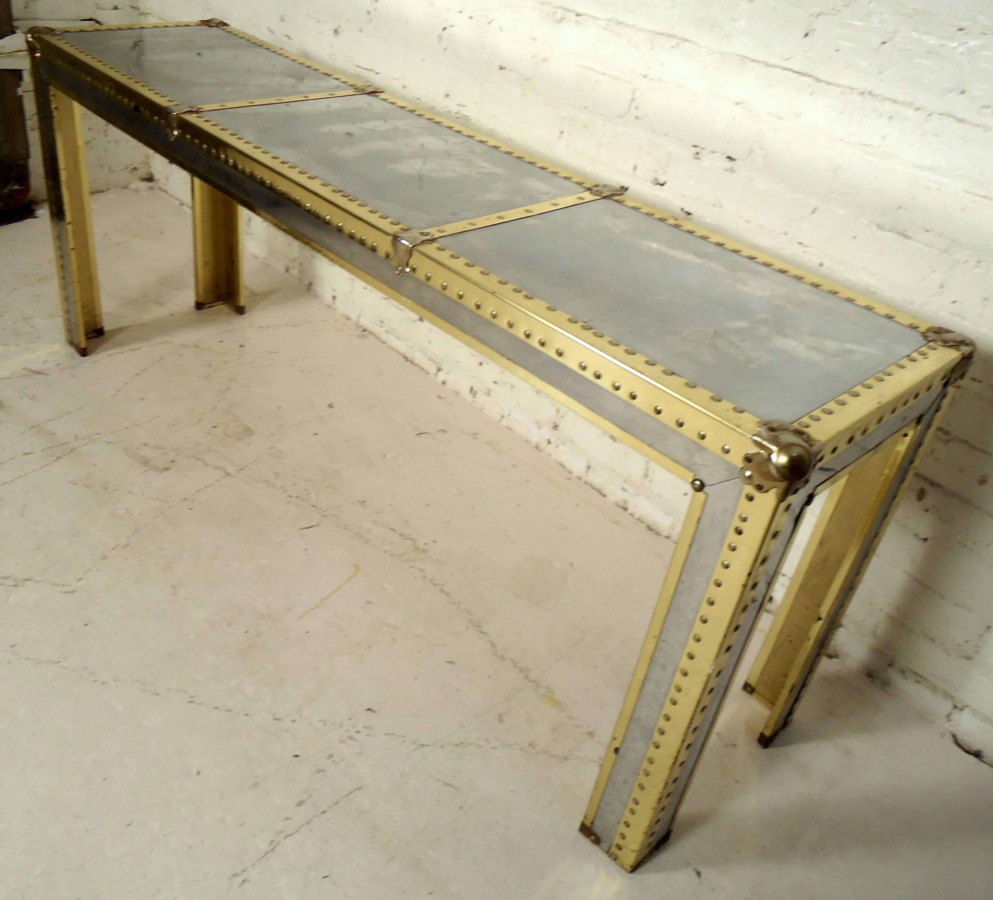 Mid-Century Campaigne Console Table In Good Condition In Brooklyn, NY
