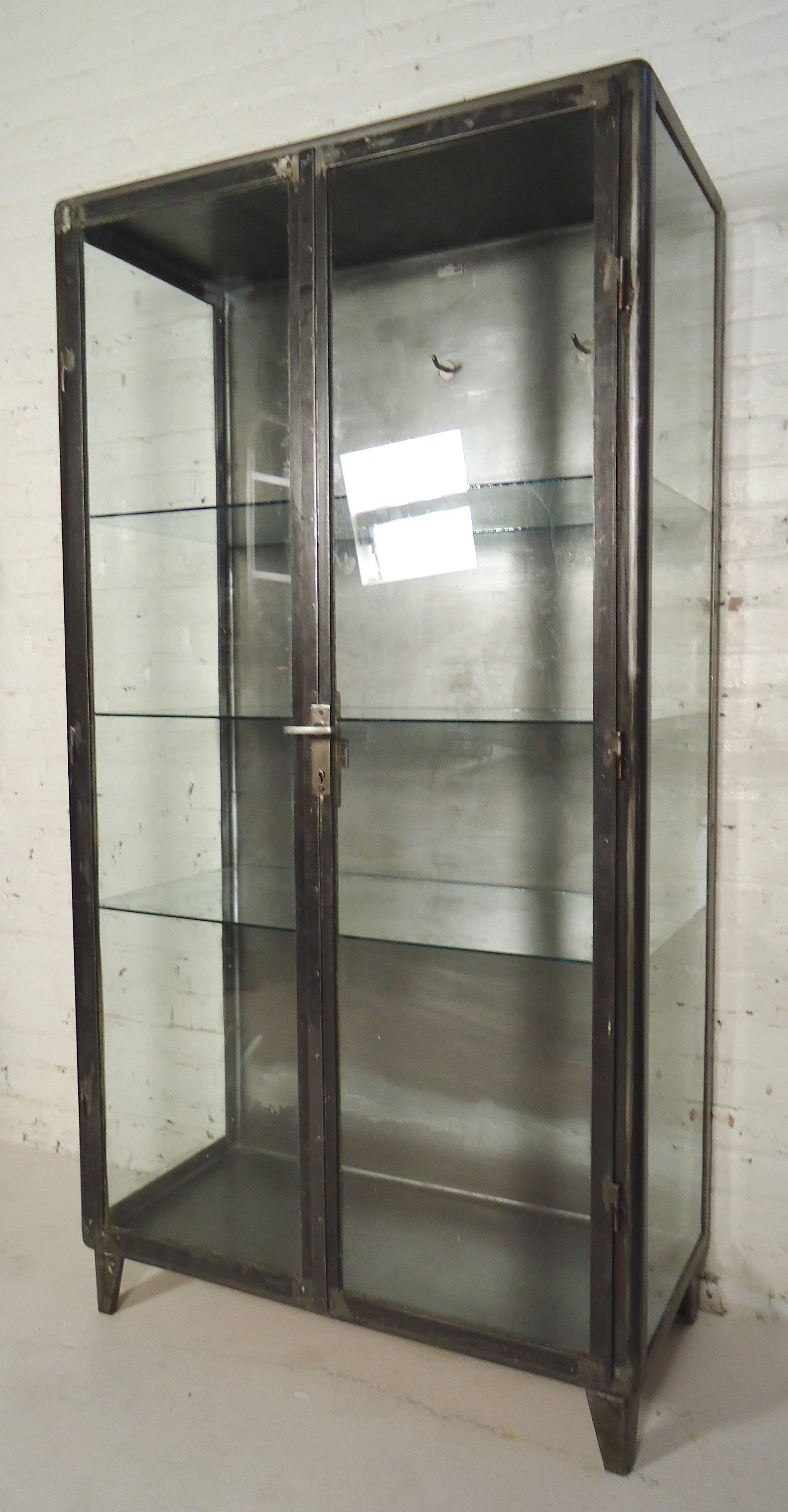 Two Massive Industrial Cabinets with Glass In Distressed Condition In Brooklyn, NY