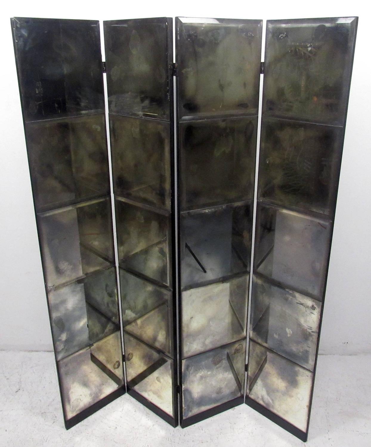 Unique MidCentury Mirrored Room Divider at 1stdibs
