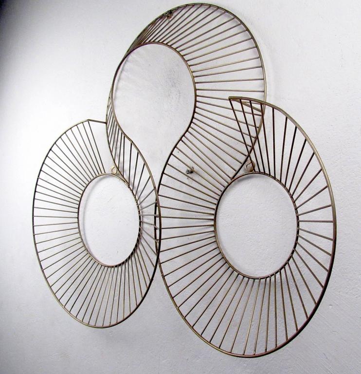 MidCentury Brass Wall Mount Sculpture For Sale at 1stDibs