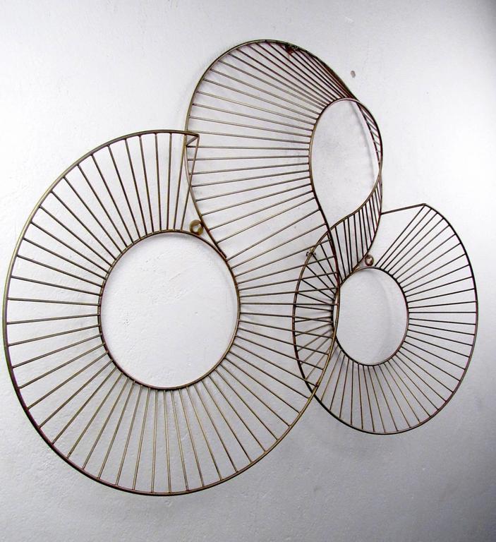 MidCentury Brass Wall Mount Sculpture For Sale at 1stDibs