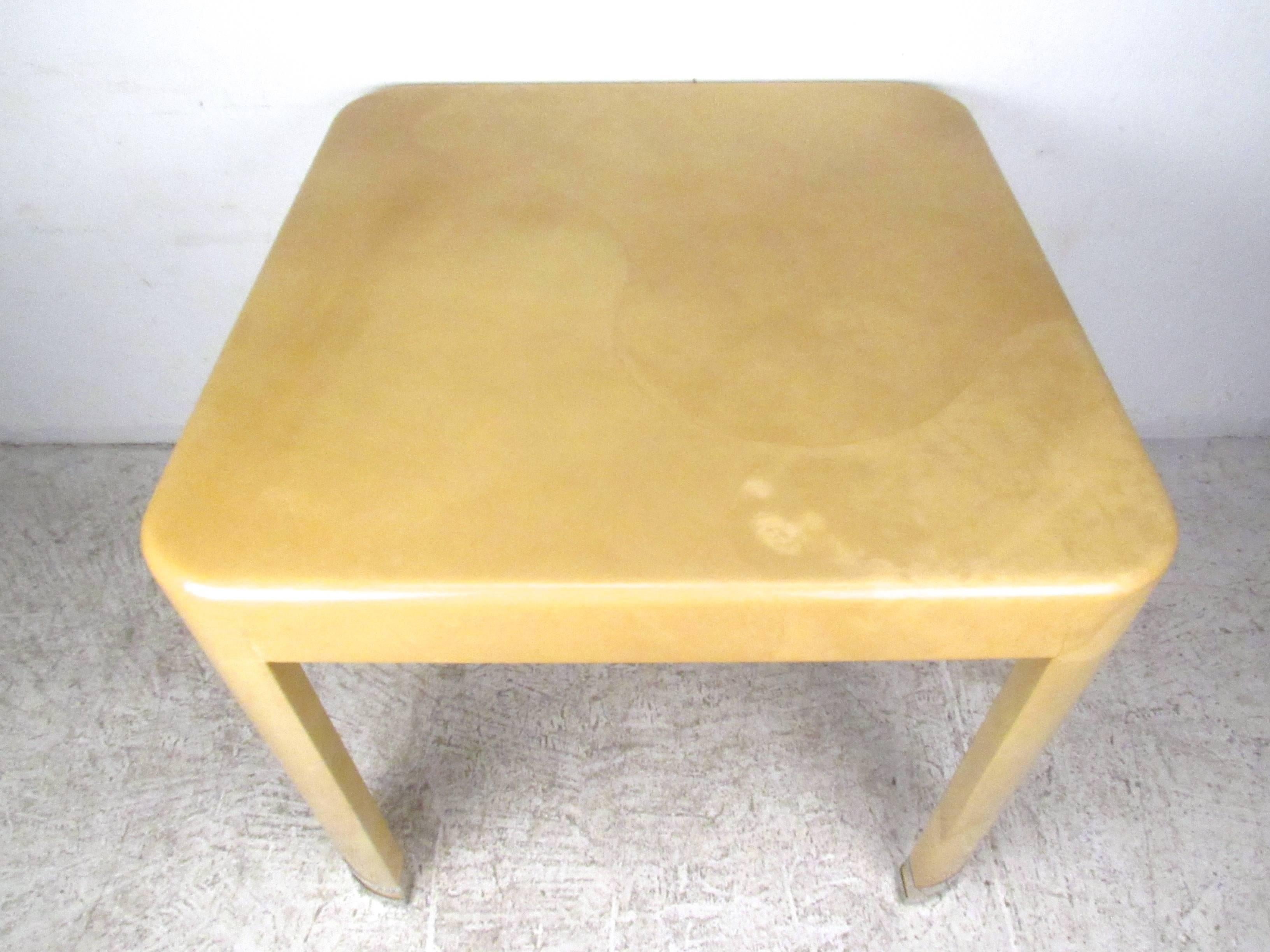 Mid-Century Modern Karl Springer Attributed Goatskin Table In Good Condition In Brooklyn, NY
