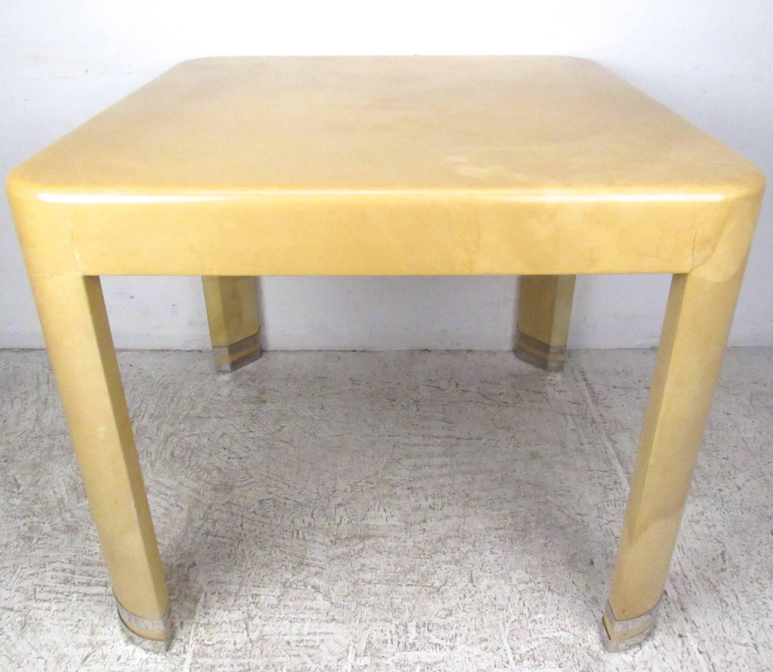 American Mid-Century Modern Karl Springer Attributed Goatskin Table