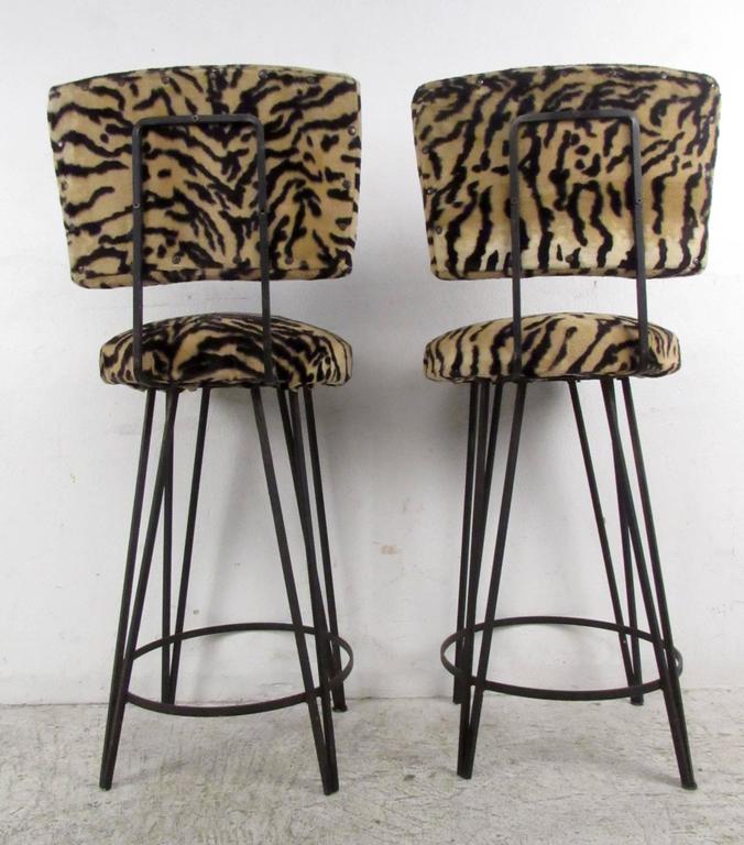 Four MidCentury Leopard Print Stools at 1stDibs