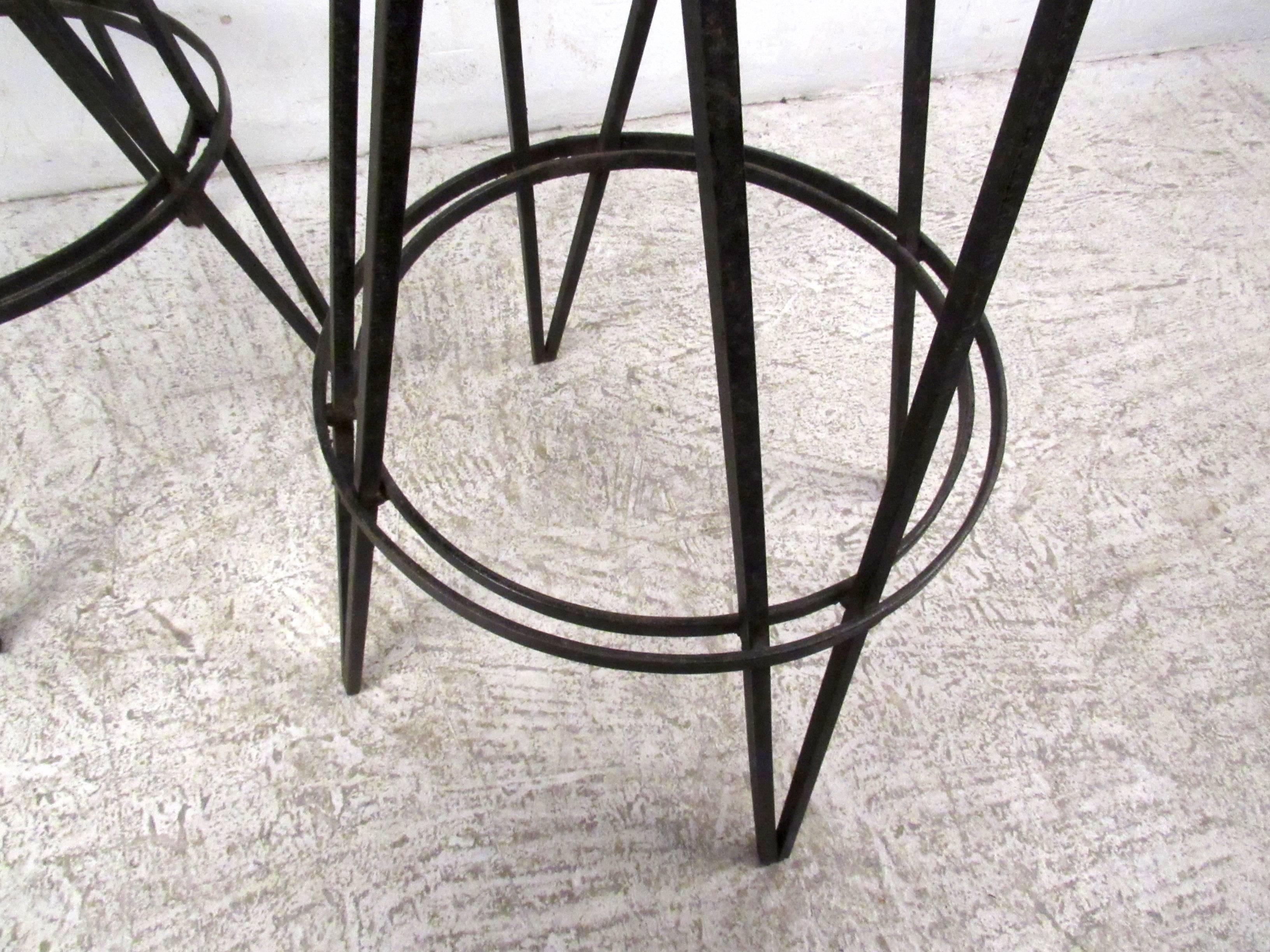 Metal Pair of Mid-Century Frederick Weinberg Style Stools For Sale