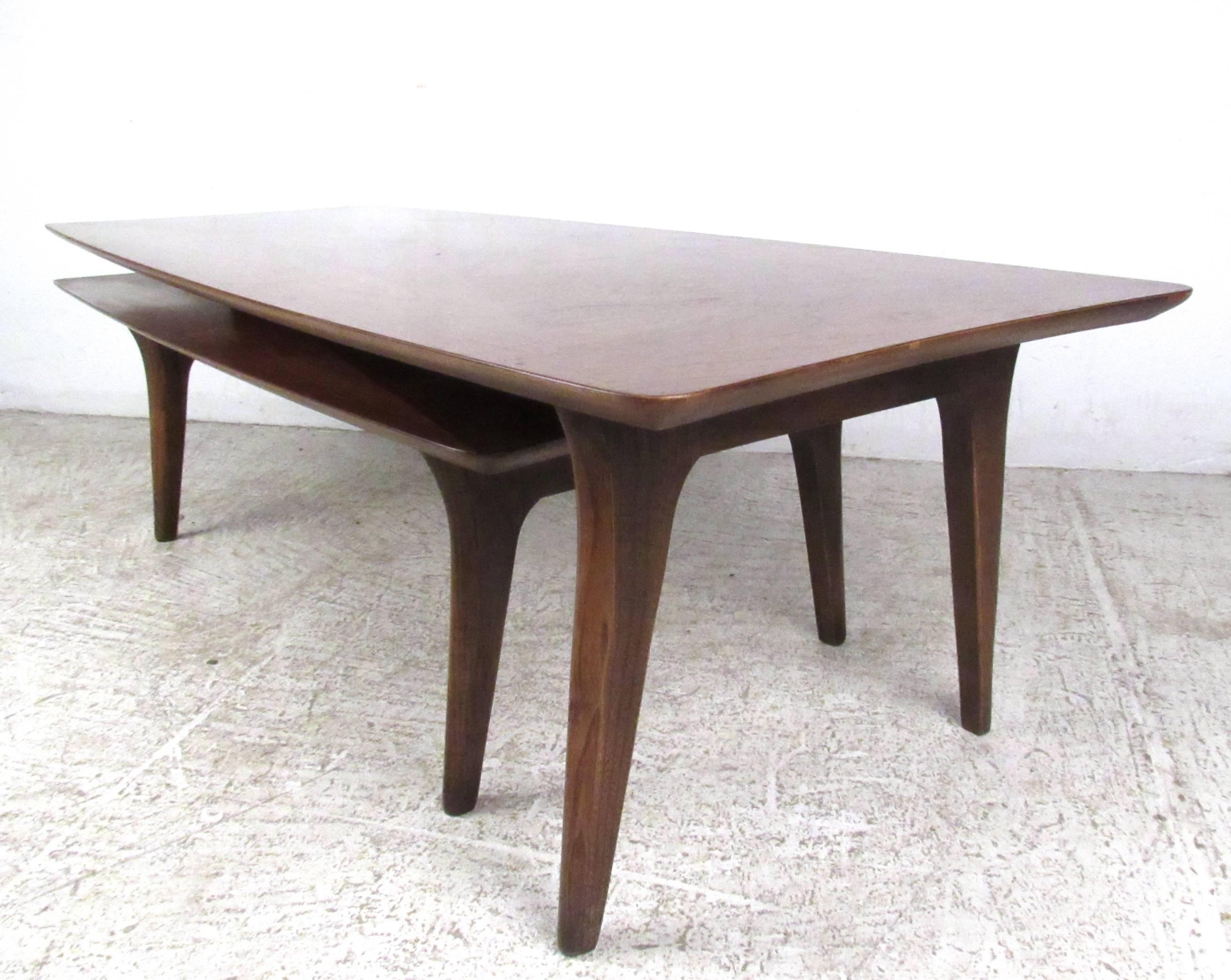 American Mid-Century Two-Tier Pivot Coffee Table