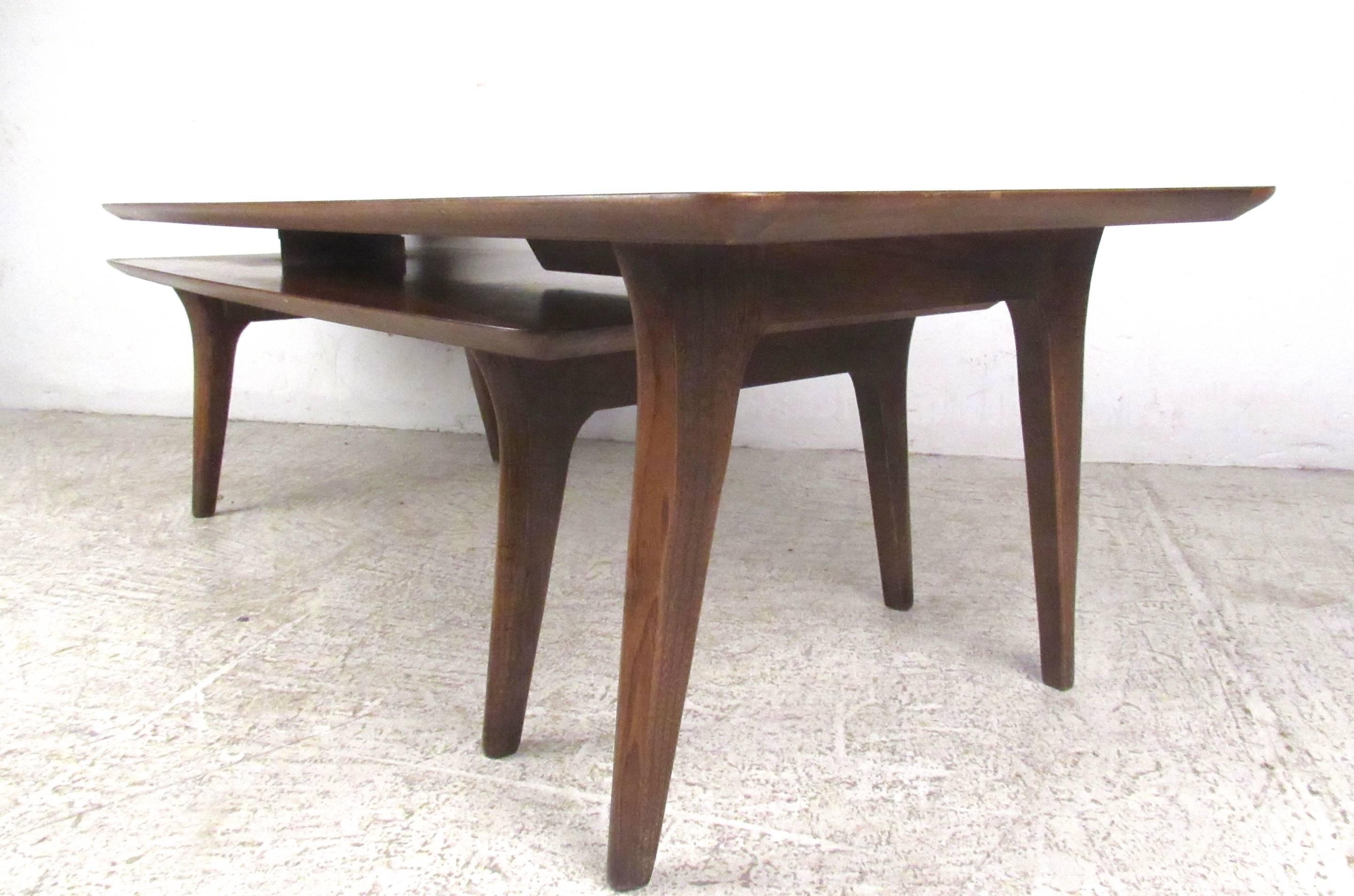 mid century two tier coffee table