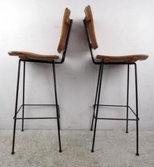 Pair of Mid-Century Arthur Umanoff Slat Stools
