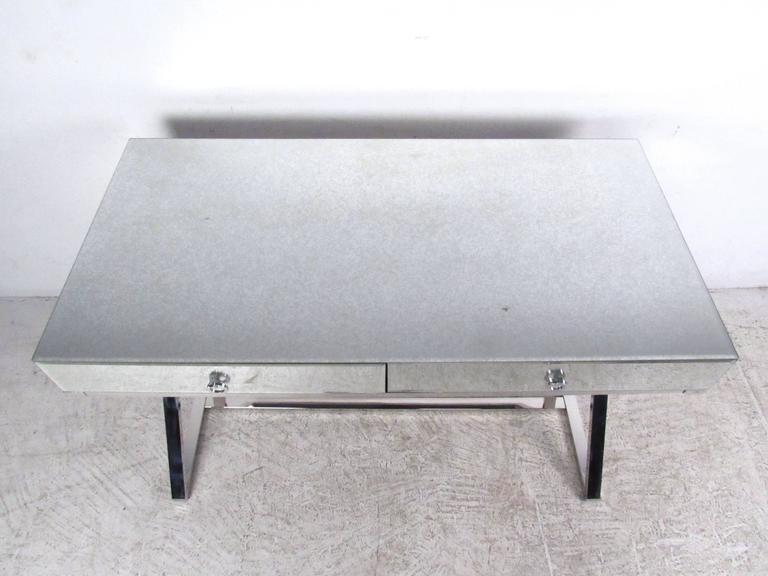 20th Century Mid-Century Style Glass Top Writing Desk For Sale