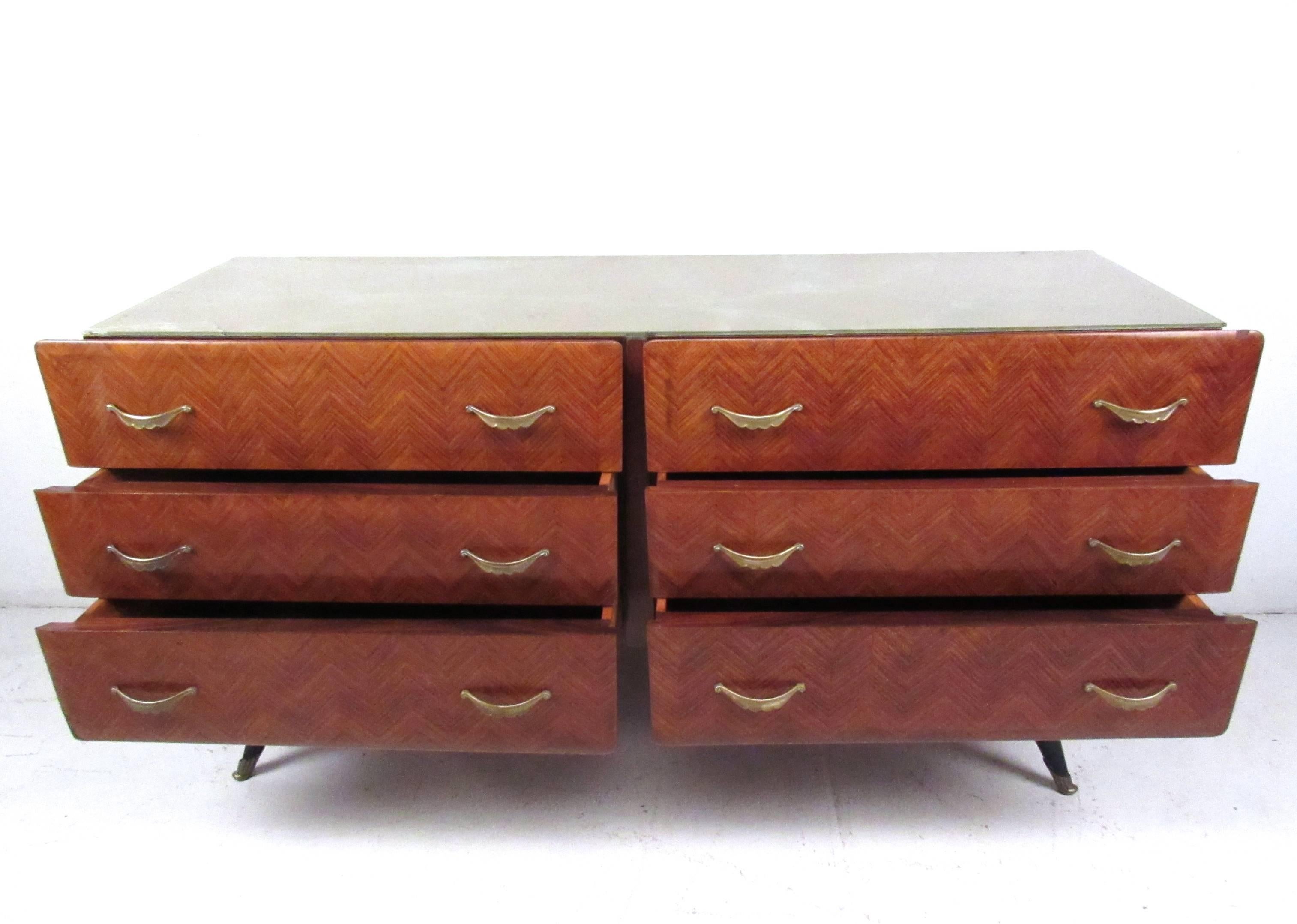 Mid-20th Century Exquisite Mid-Century Modern Glass Top Italian Dresser