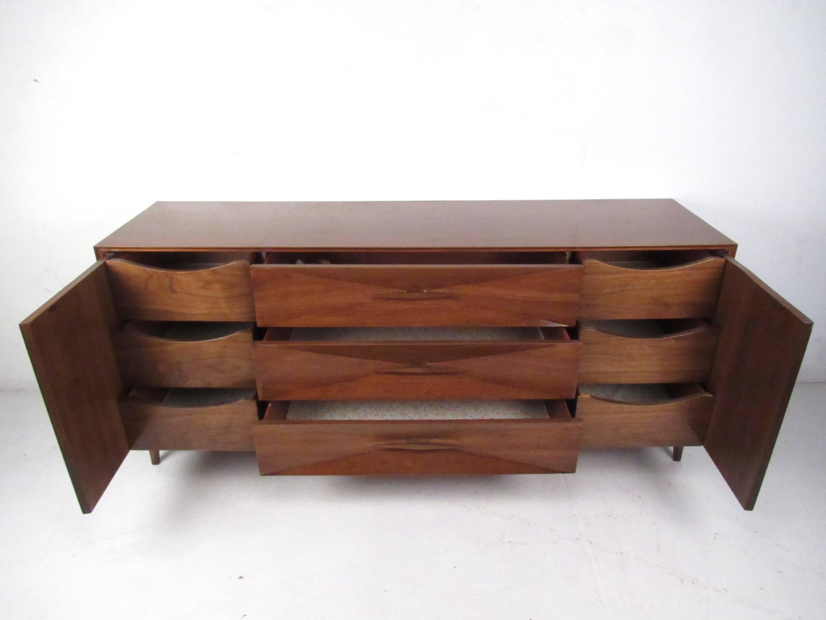 American Mid-Century Modern Sculpted Front Dresser