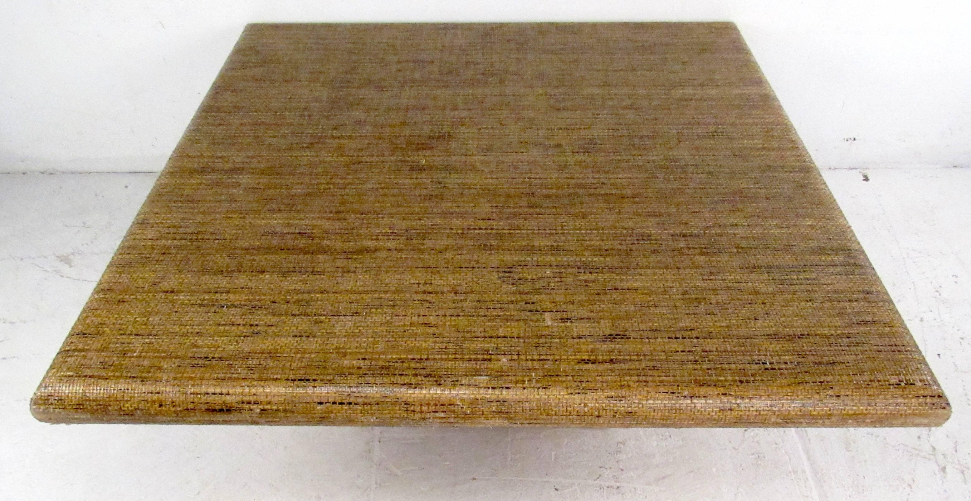 Mid-Century Springer Style Grass Cloth Coffee Table 2