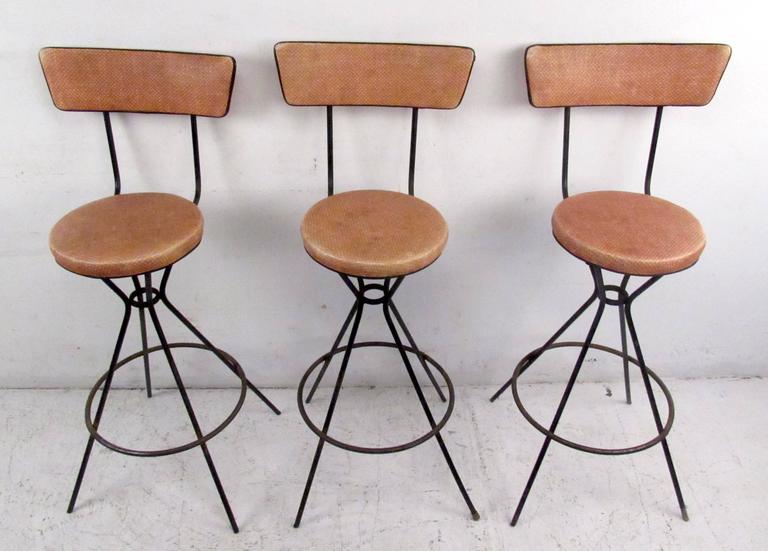 Set of Three Vintage Modern Barstools at 1stDibs