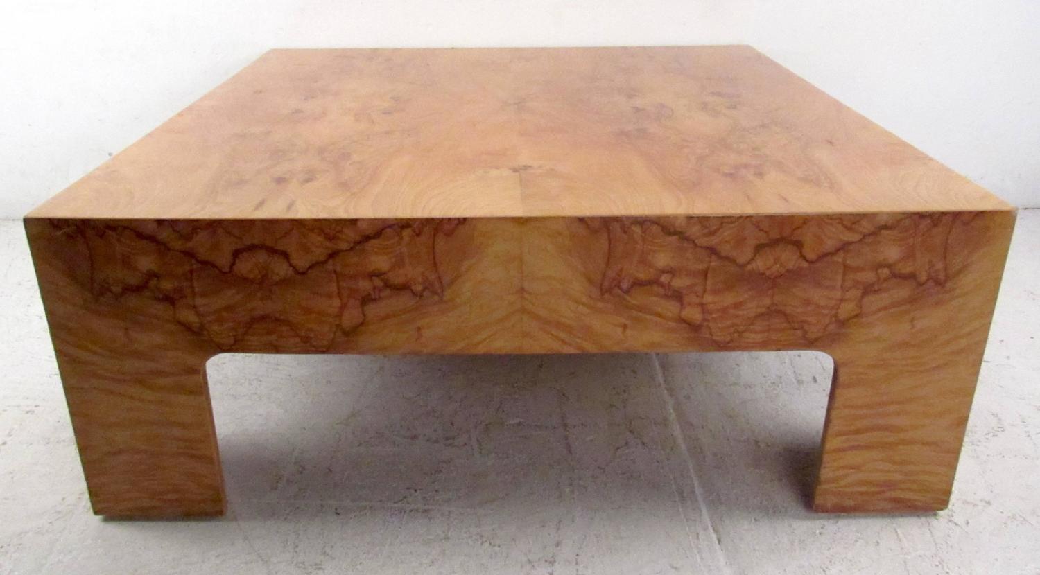 MidCentury Milo Baughman Style Burl Wood Coffee Table at 1stdibs