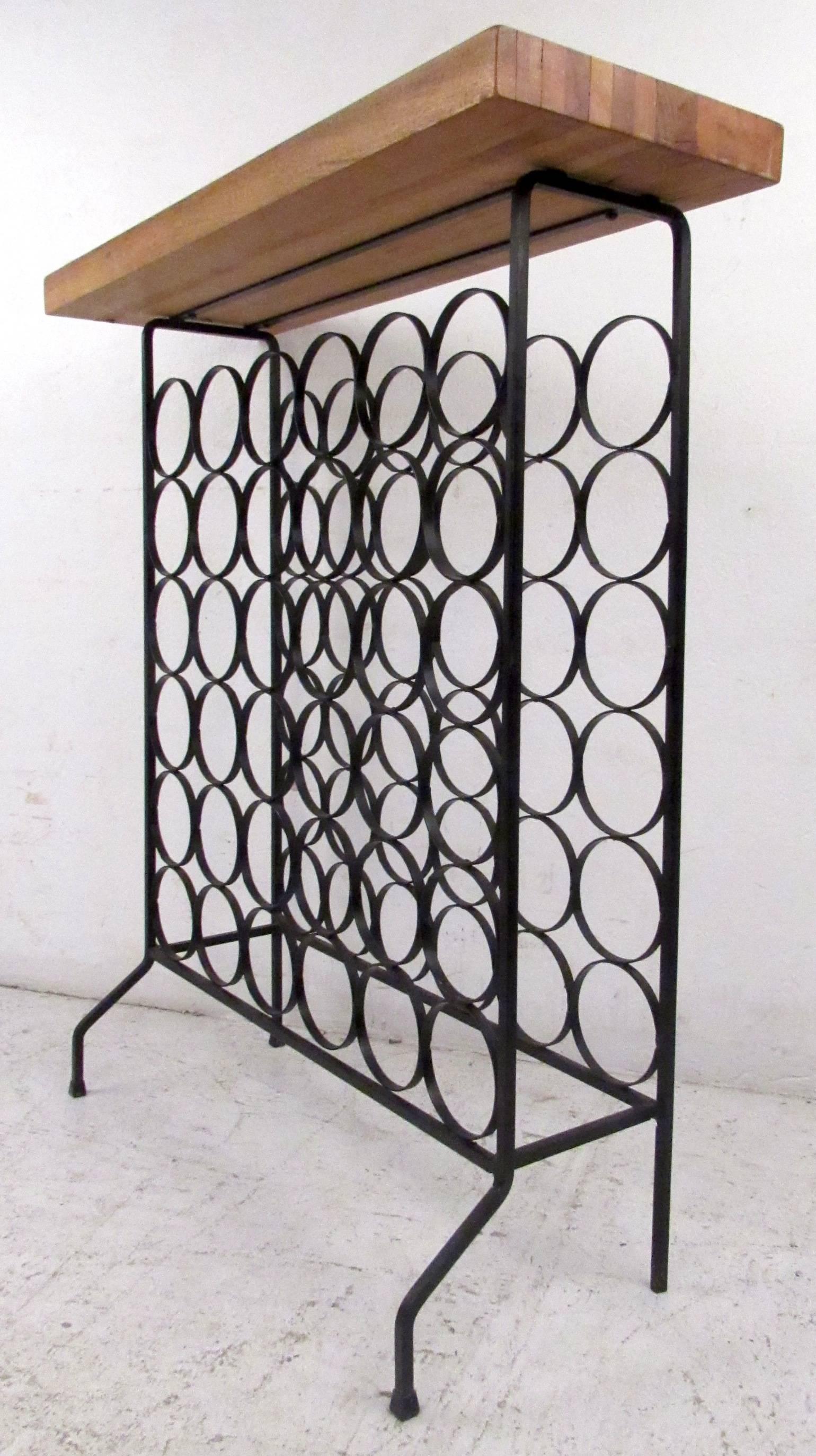 Mid-Century Sculpted Iron Wine Rack In Good Condition In Brooklyn, NY