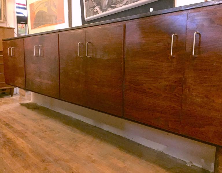 Mid Century Modern Floating Wall Mounted Credenza For At 1stdibs Mid Century Modern Wall Mount Cabinet With Black Marble Top And Rich Rosewood Grain