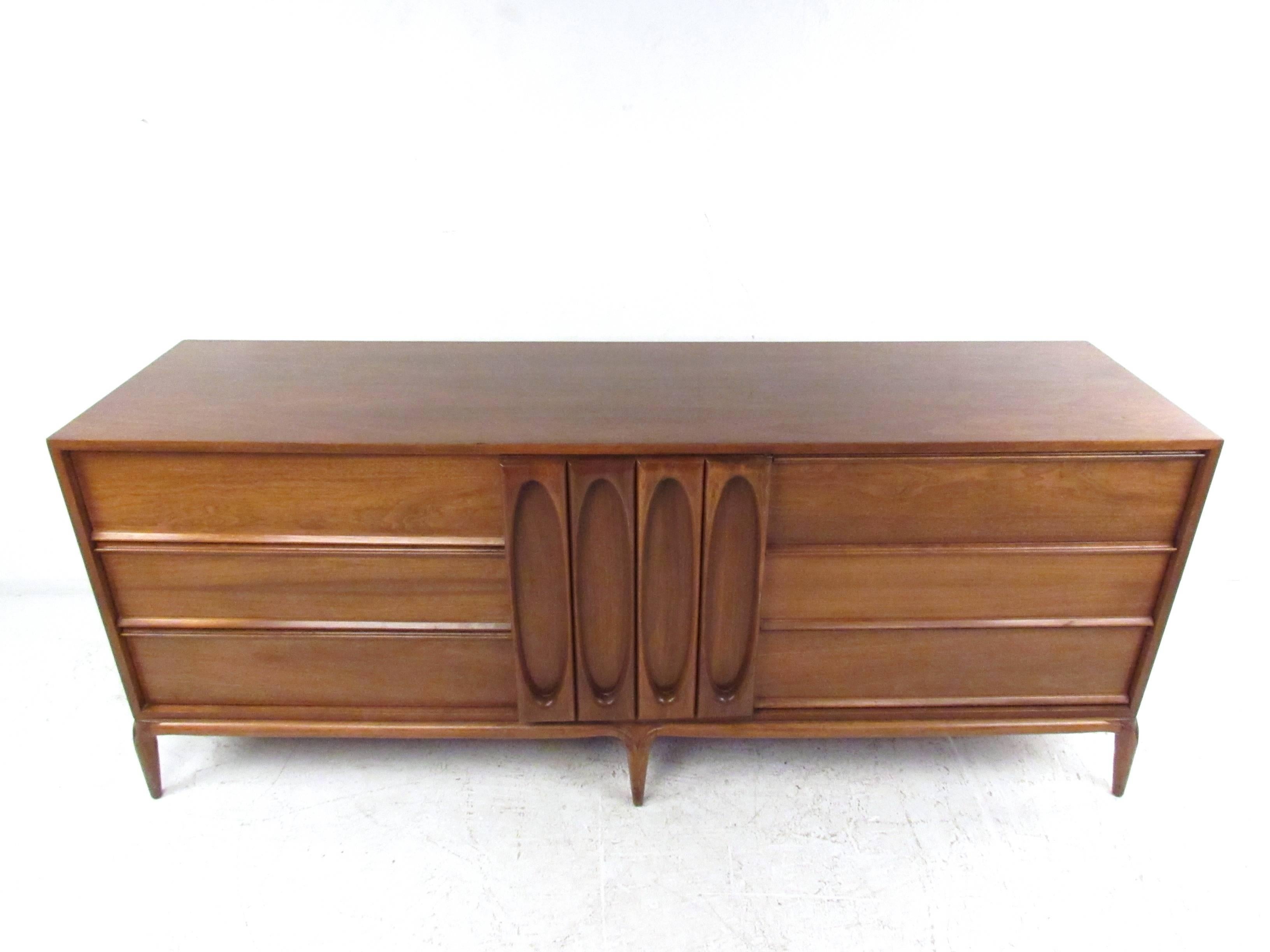 Mid-Century Modern Mid-Century American Walnut Sculpted Front Dresser