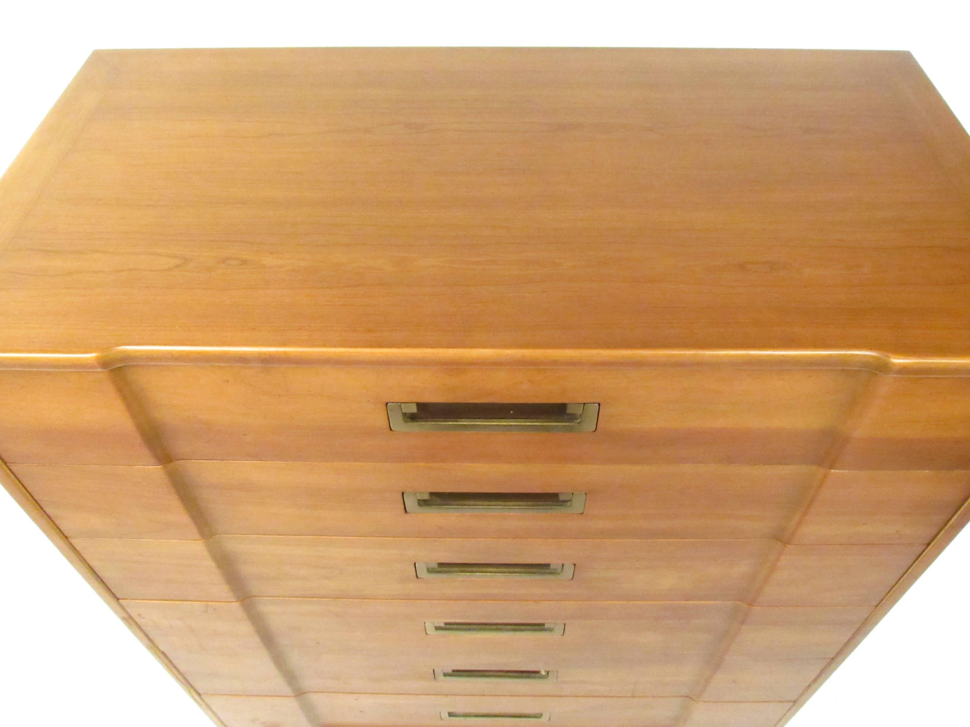 Unique Mid-Century Modern Highboy Dresser by John Widdicomb In Good Condition In Brooklyn, NY