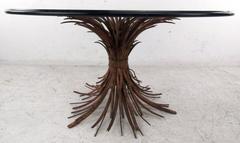 Mid-Century Sculpted Brass and Glass Coffee Table