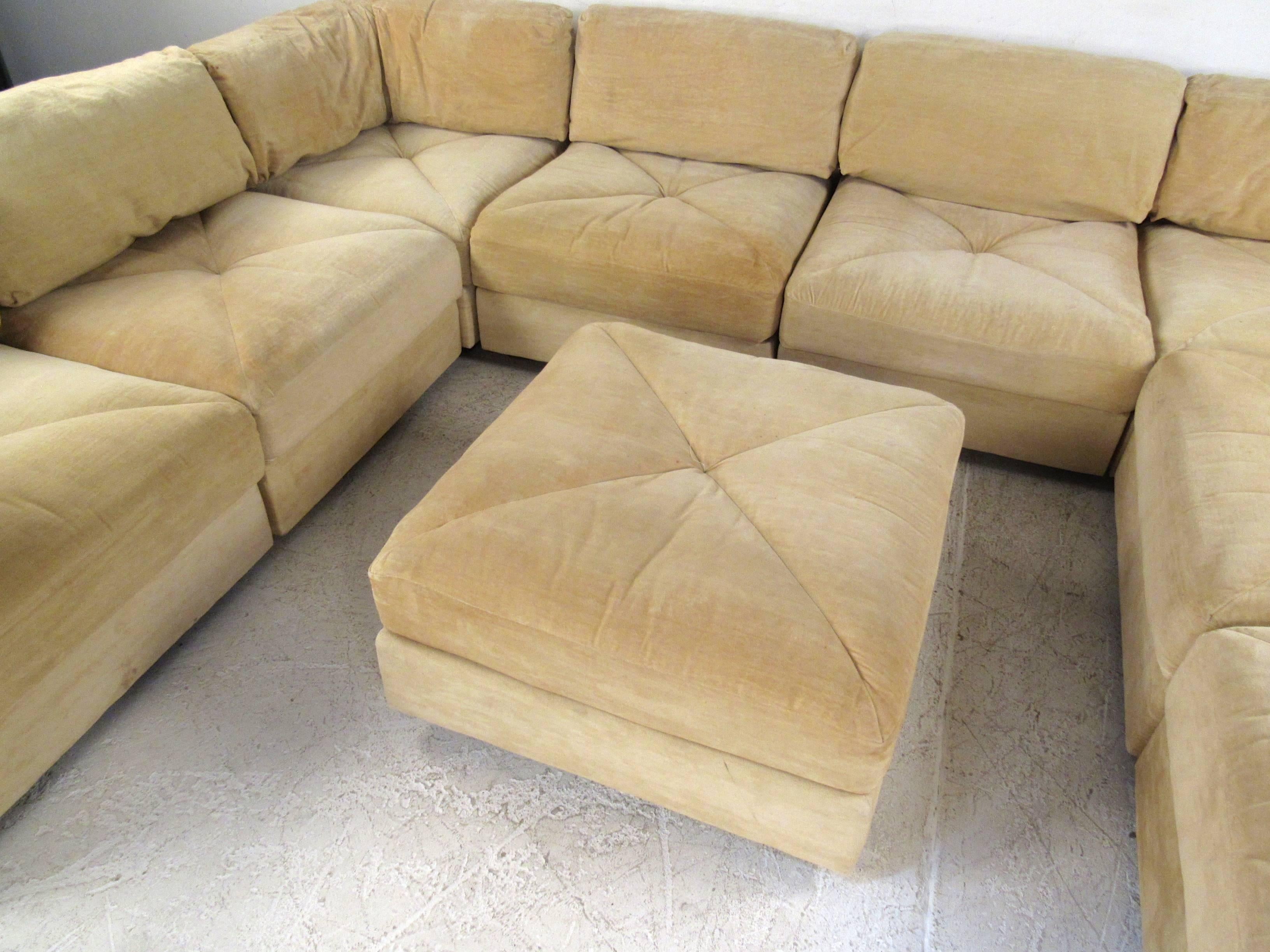 Fabric Mid-Century Modern Sectional Sofa by Selig