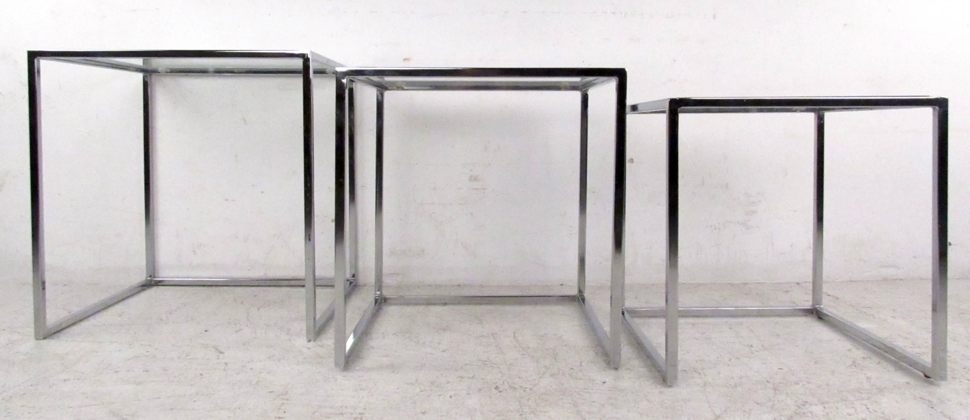 Mid-Century Modern Vintage Modern Nesting Tables after Milo Baughman