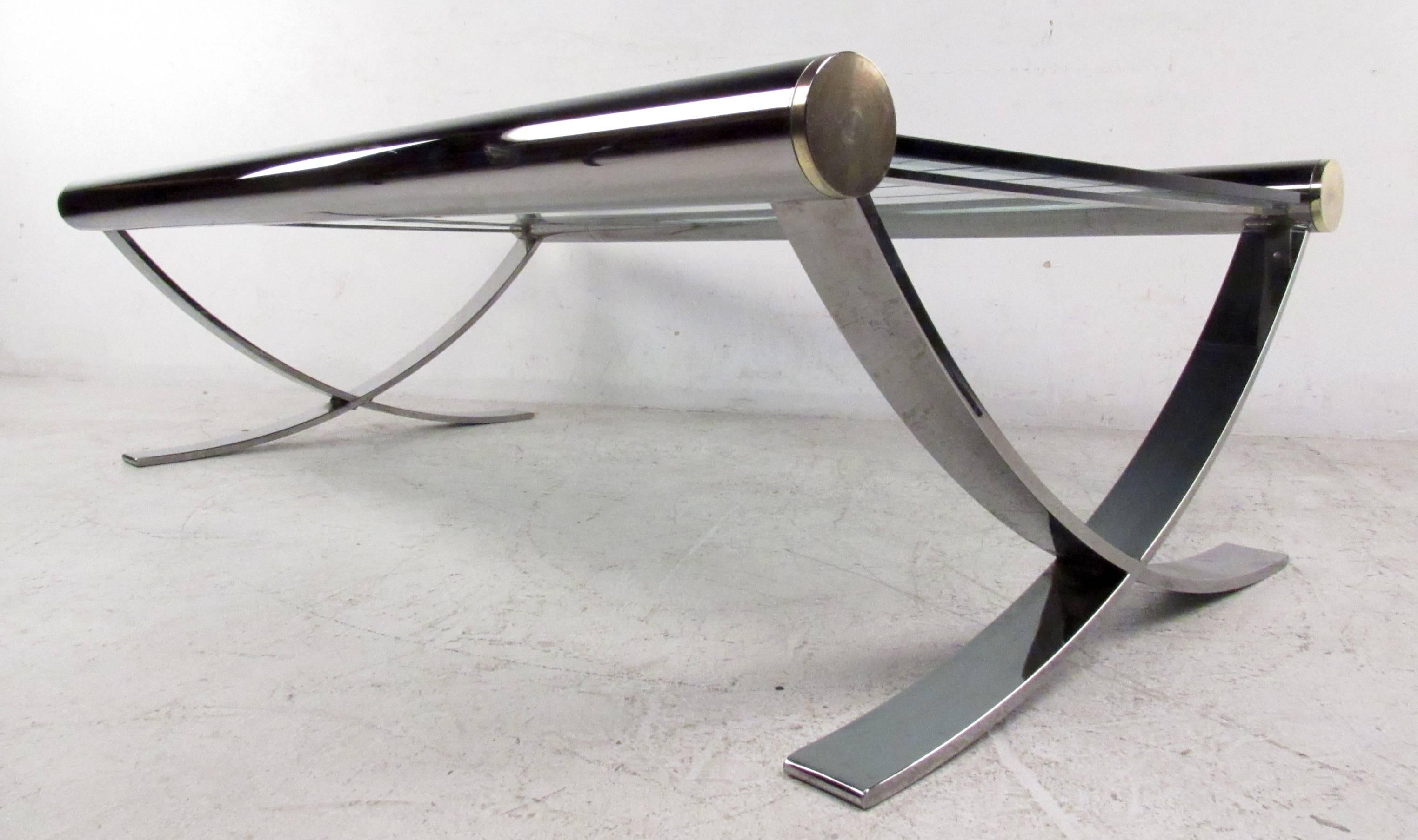 Mid-Century Chrome Coffee Table For Sale 1