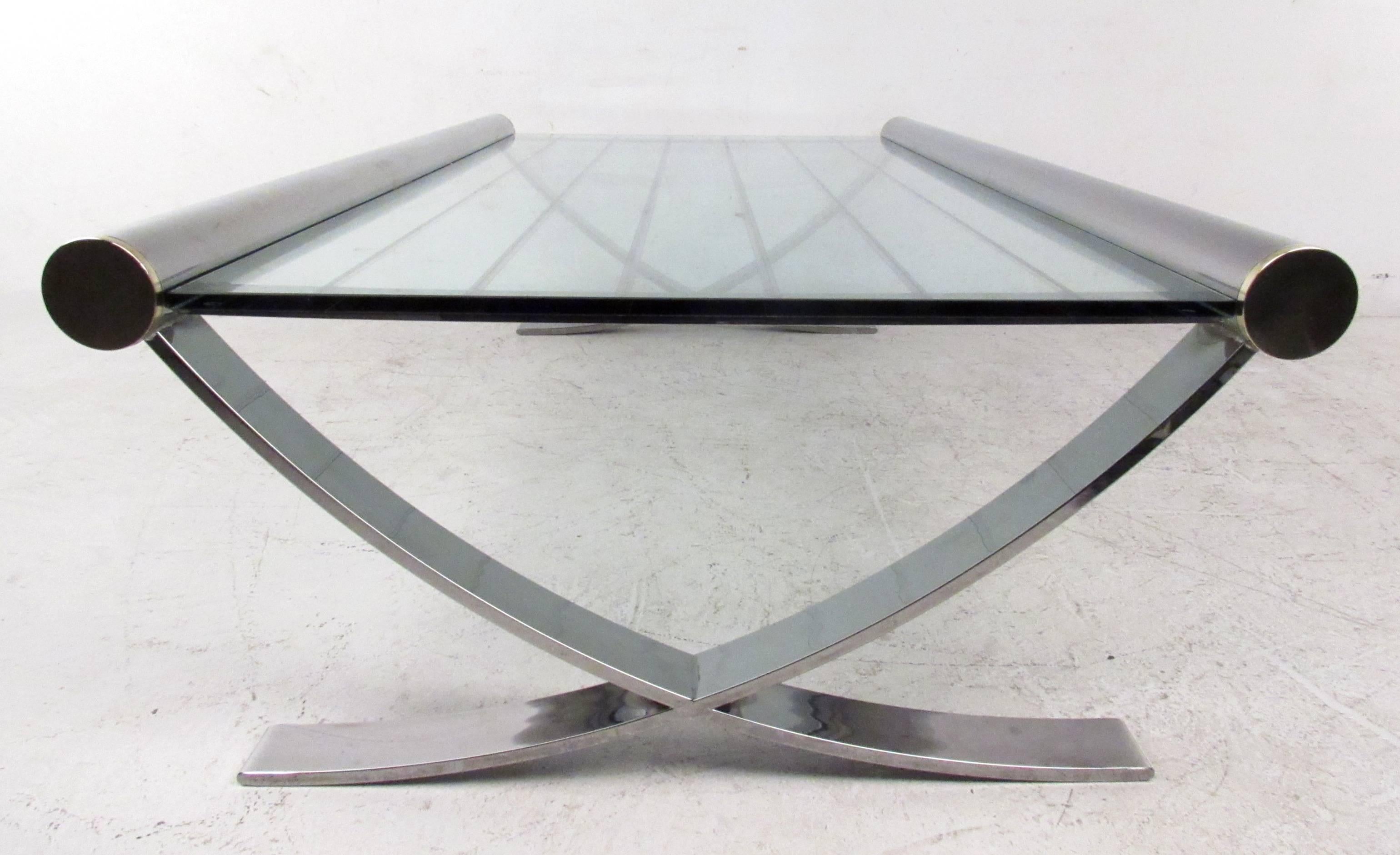 Mid-Century Chrome Coffee Table For Sale 2